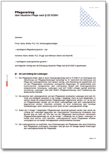 Pflegevertrag über häusliche Pflege Word