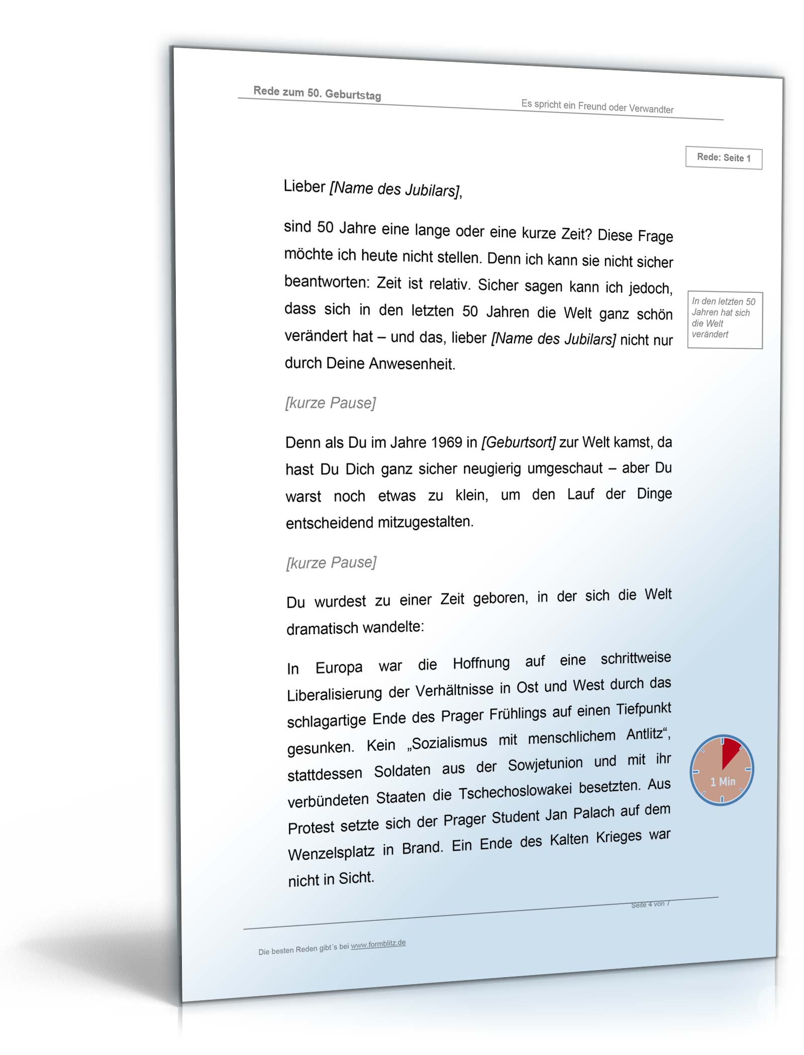 Musterrede 50. Geburtstag 2024 Word