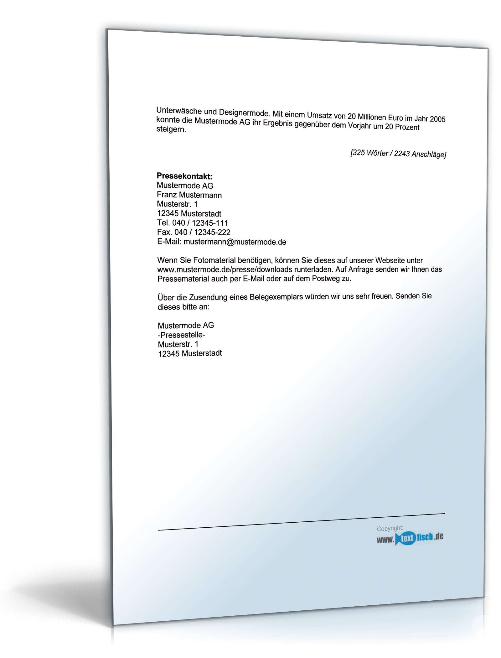 Pressemitteilung über die Eröffnung einer Bekleidungsgeschäft-Filiale  PDF. Seite: 2