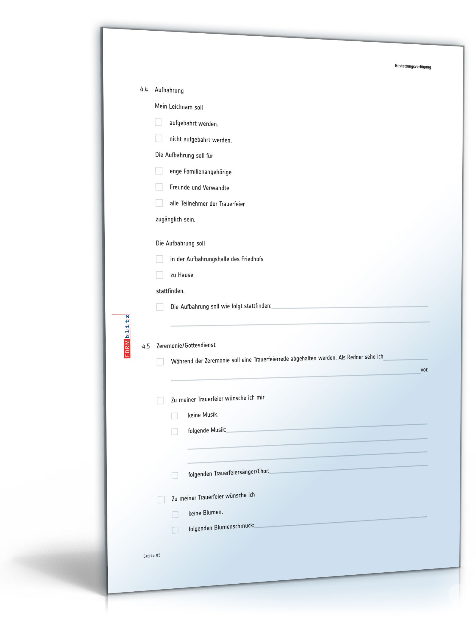 Bestattungsverfügung PDF. Seite: 6