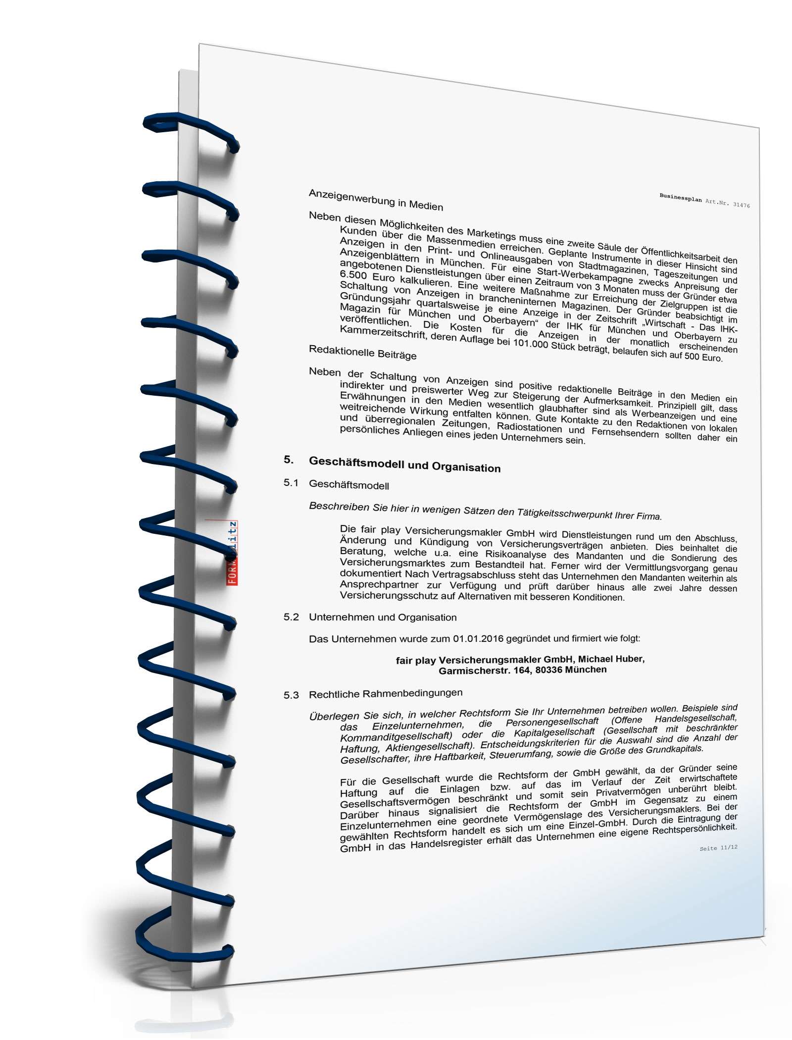 Businessplan Versicherungsmakler Excel. Seite: 13