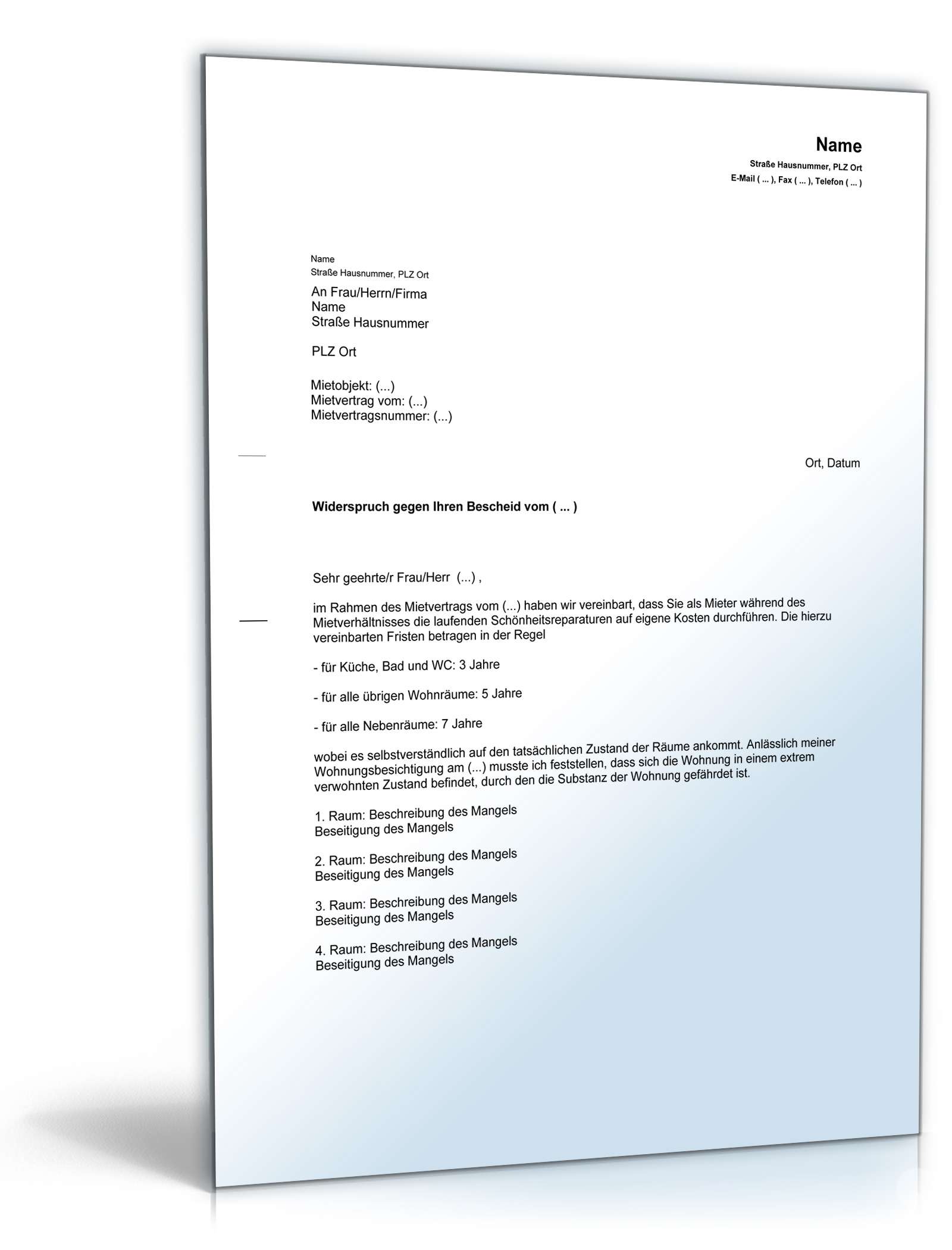 Einforderung Schönheitsreparaturen PDF