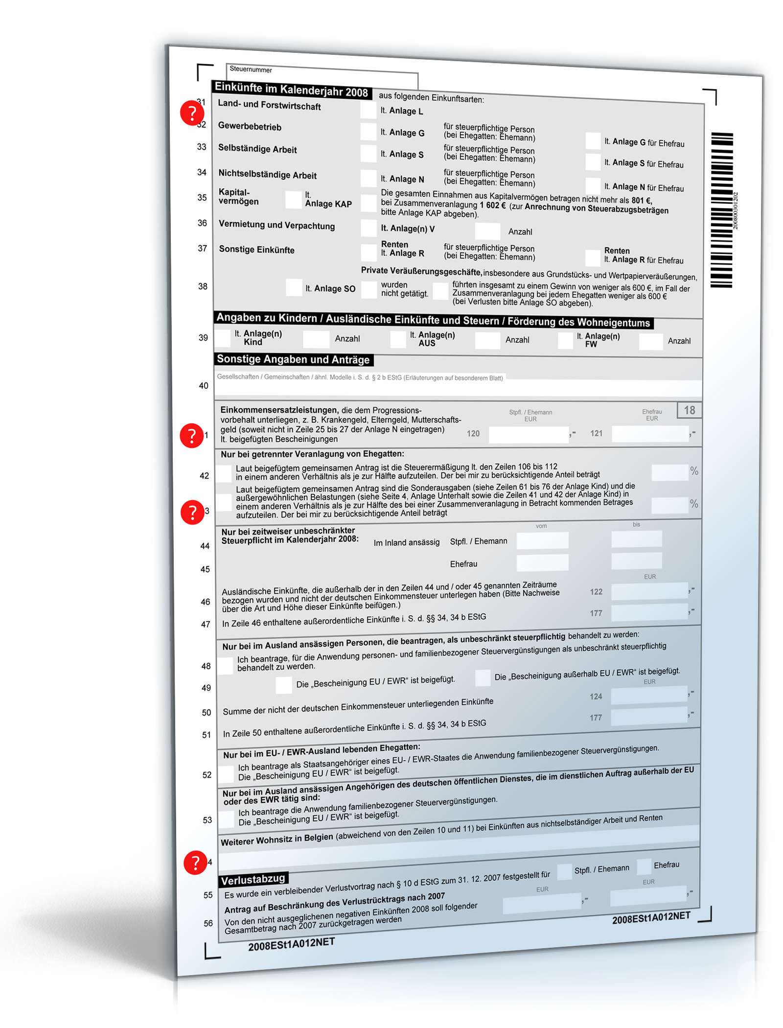 Einkommensteuererklärung 2008 PDF. Seite: 2