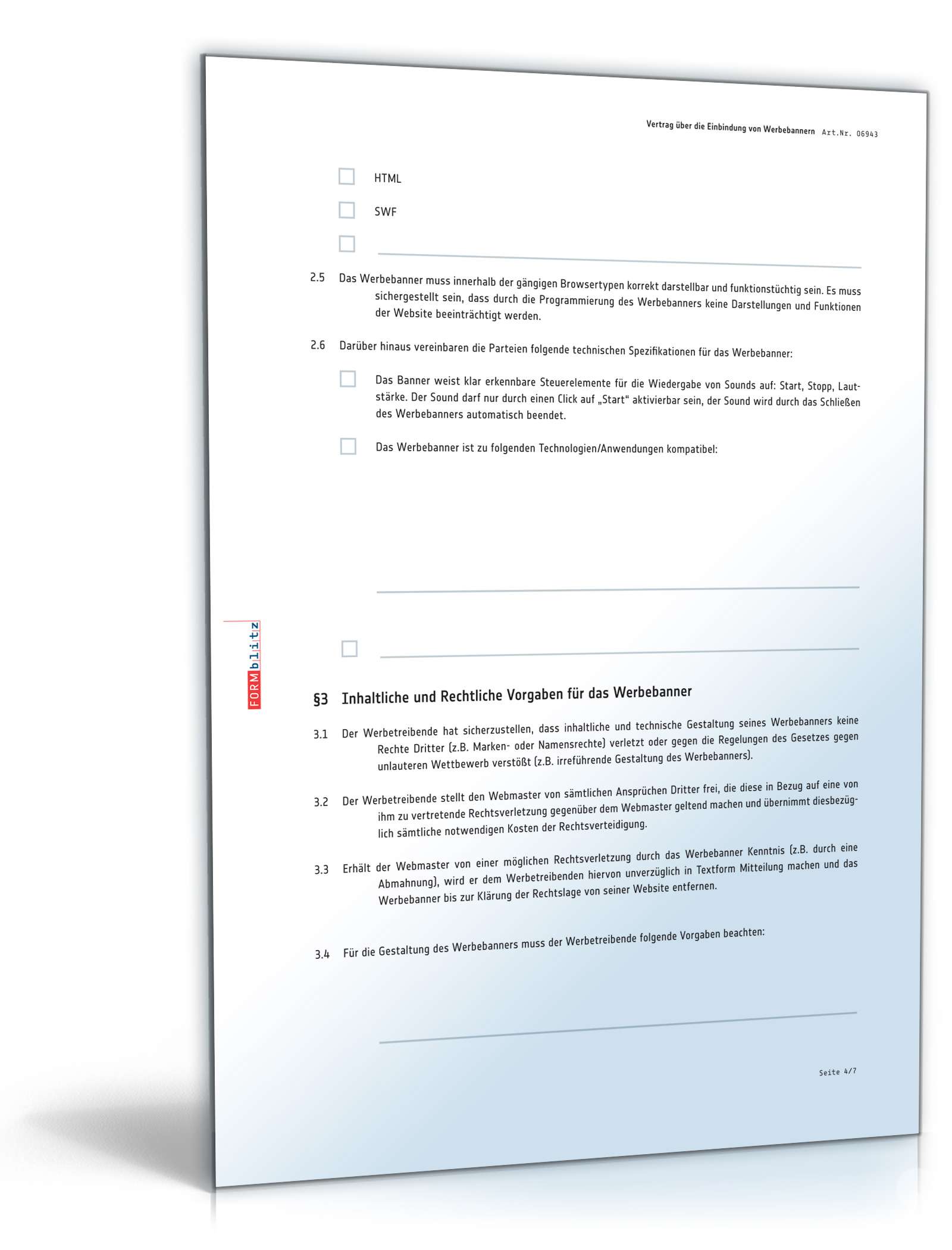 Vertrag Einbindung Werbebanner PDF. Seite: 4