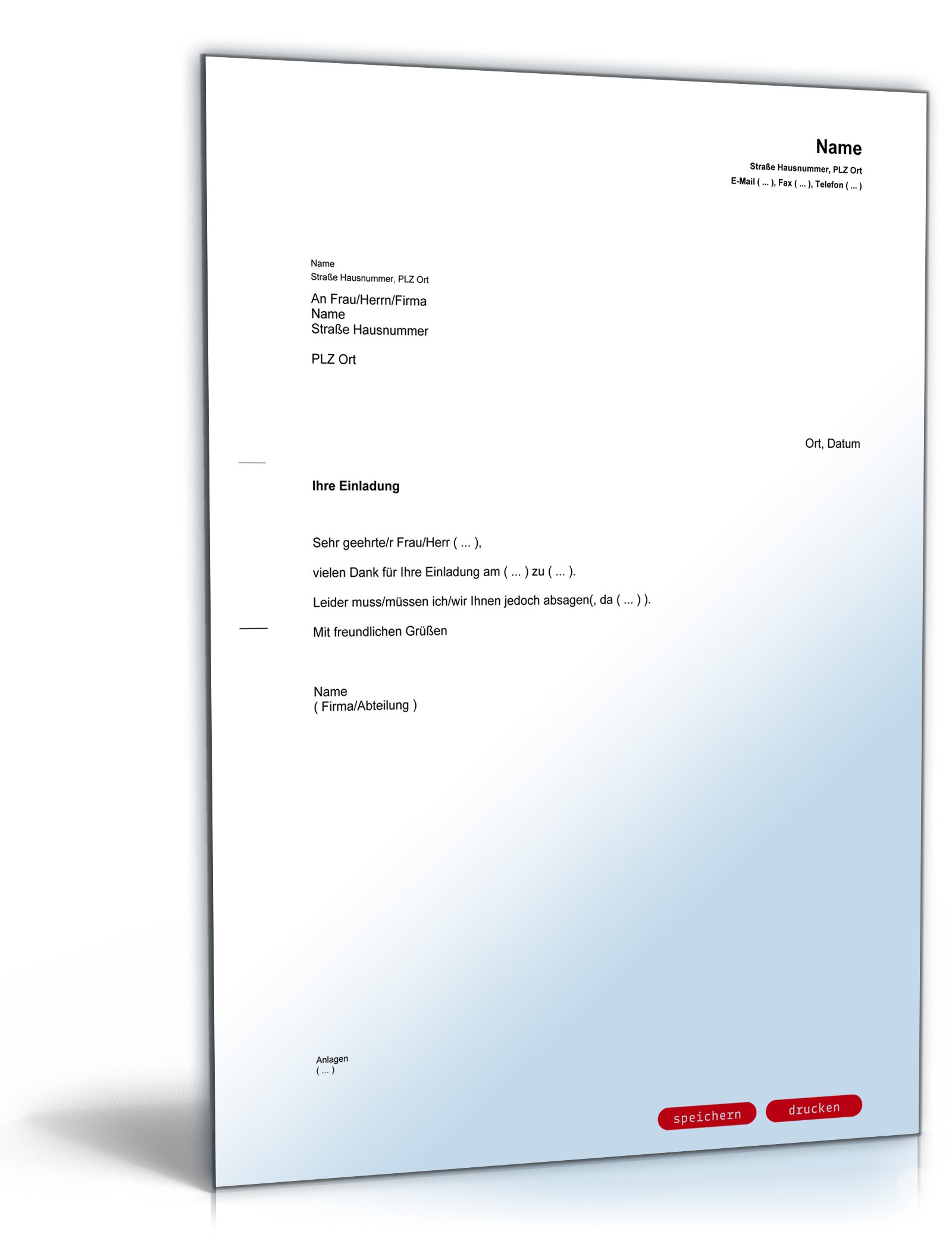 Absage Einladung PDF