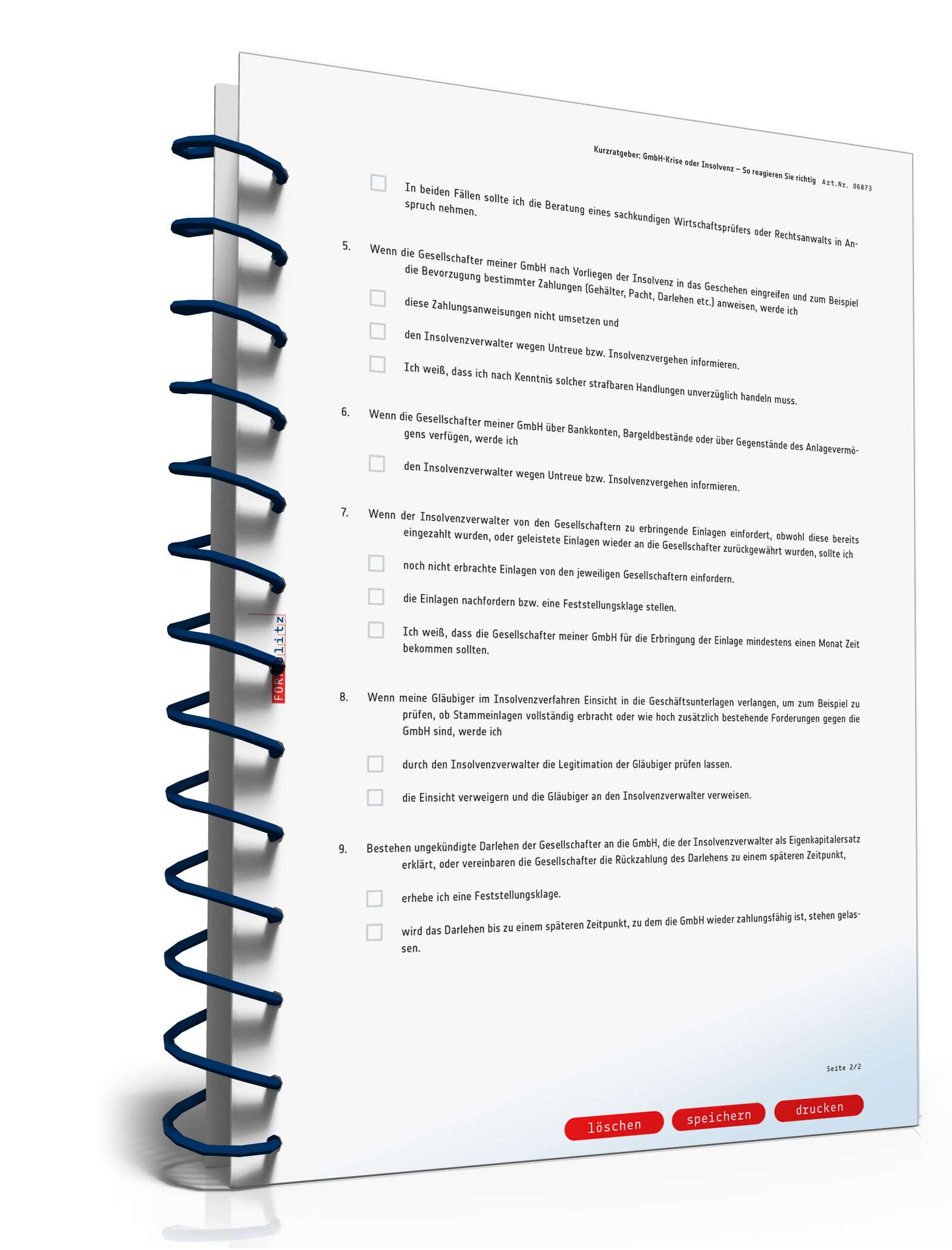 Checkliste Insolvenz GmbH PDF. Seite: 3