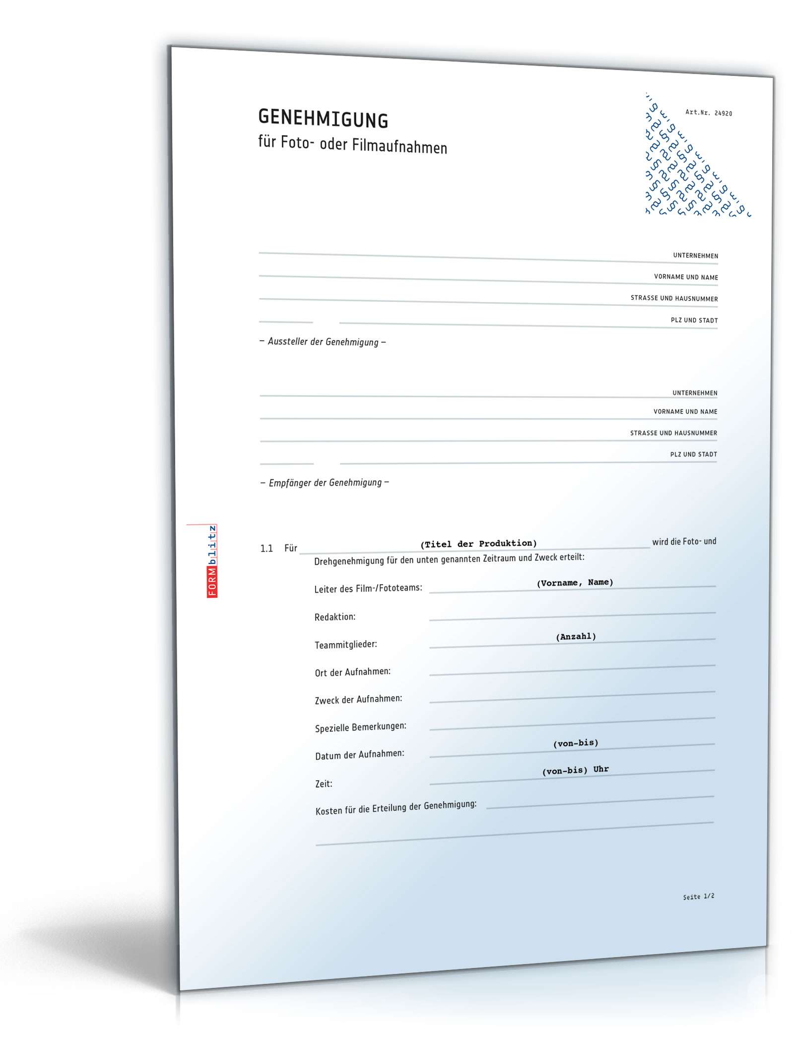Genehmigung Foto-/Filmaufnahmen PDF