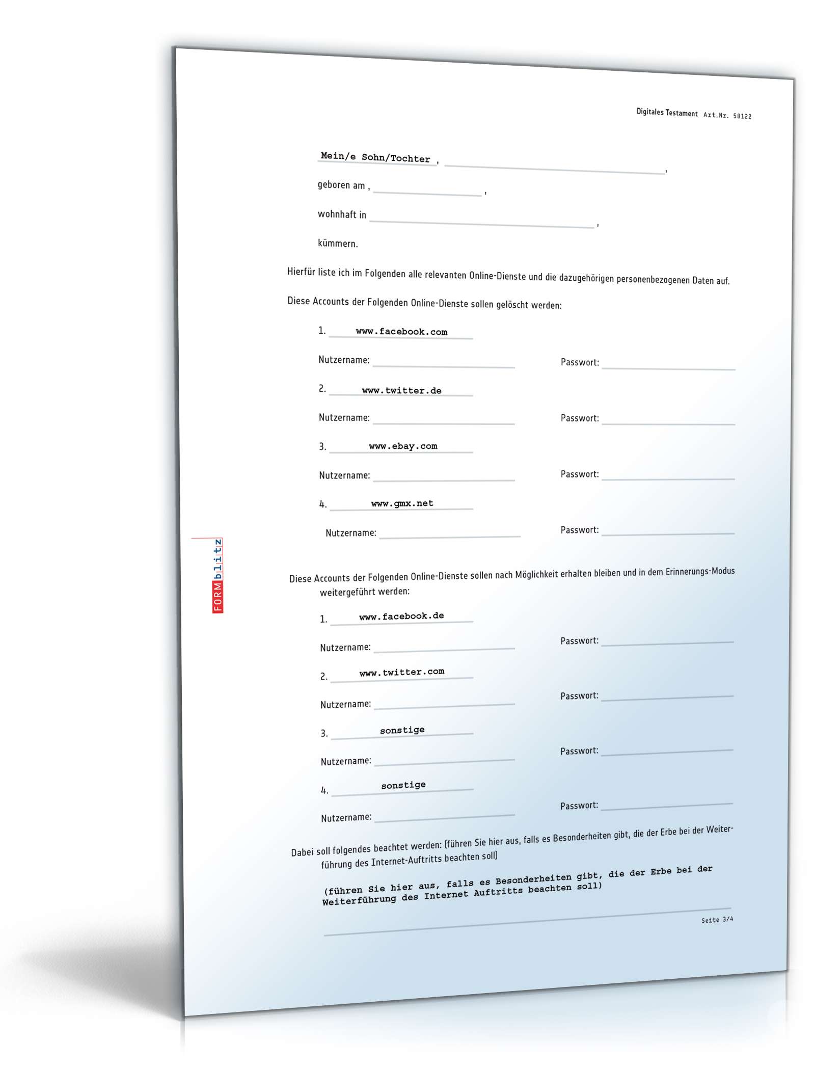 Digitales Testament plus Ratgeber Excel. Seite: 4