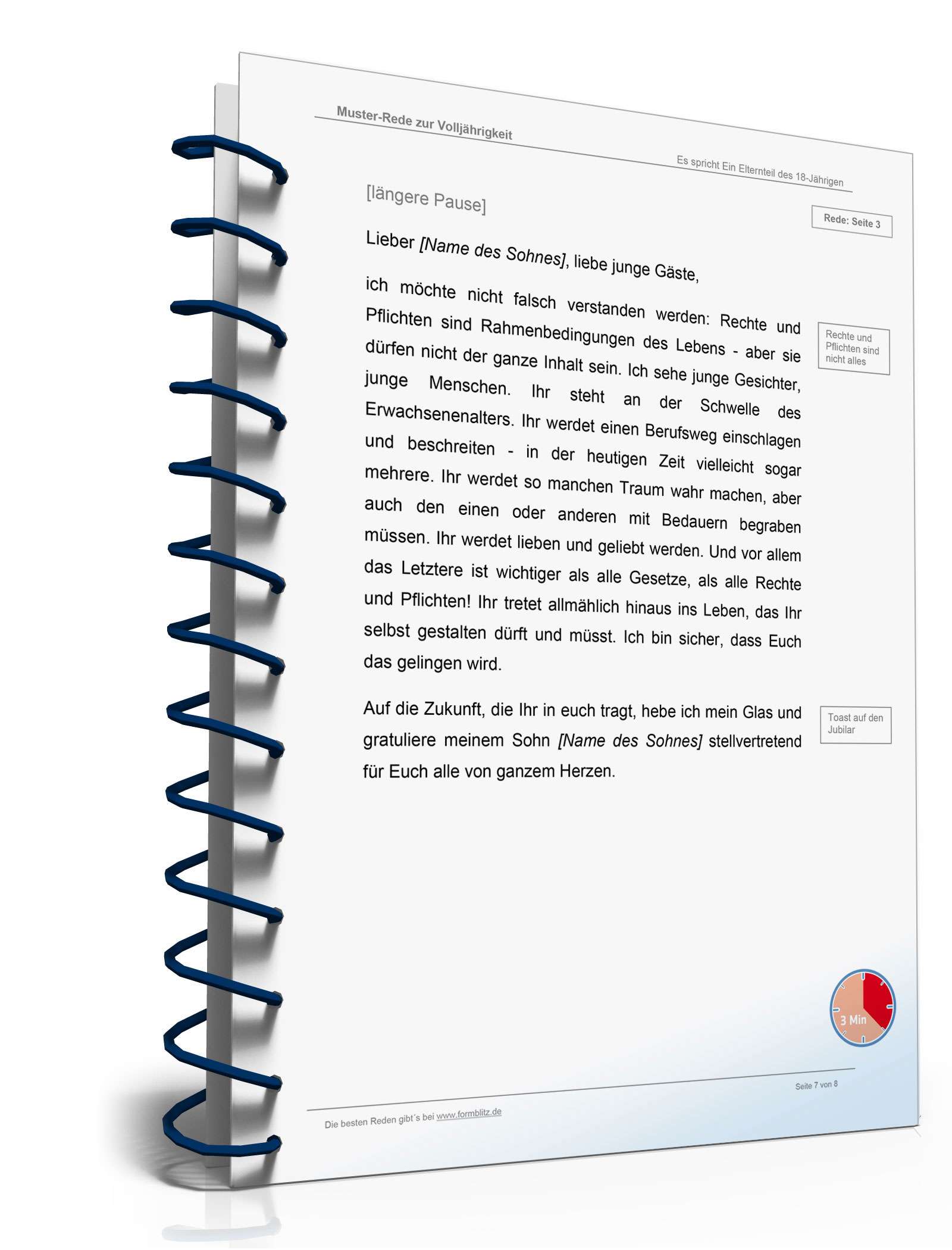 Muster-Rede zur Volljährigkeit eines jungen Mannes Word. Seite: 7