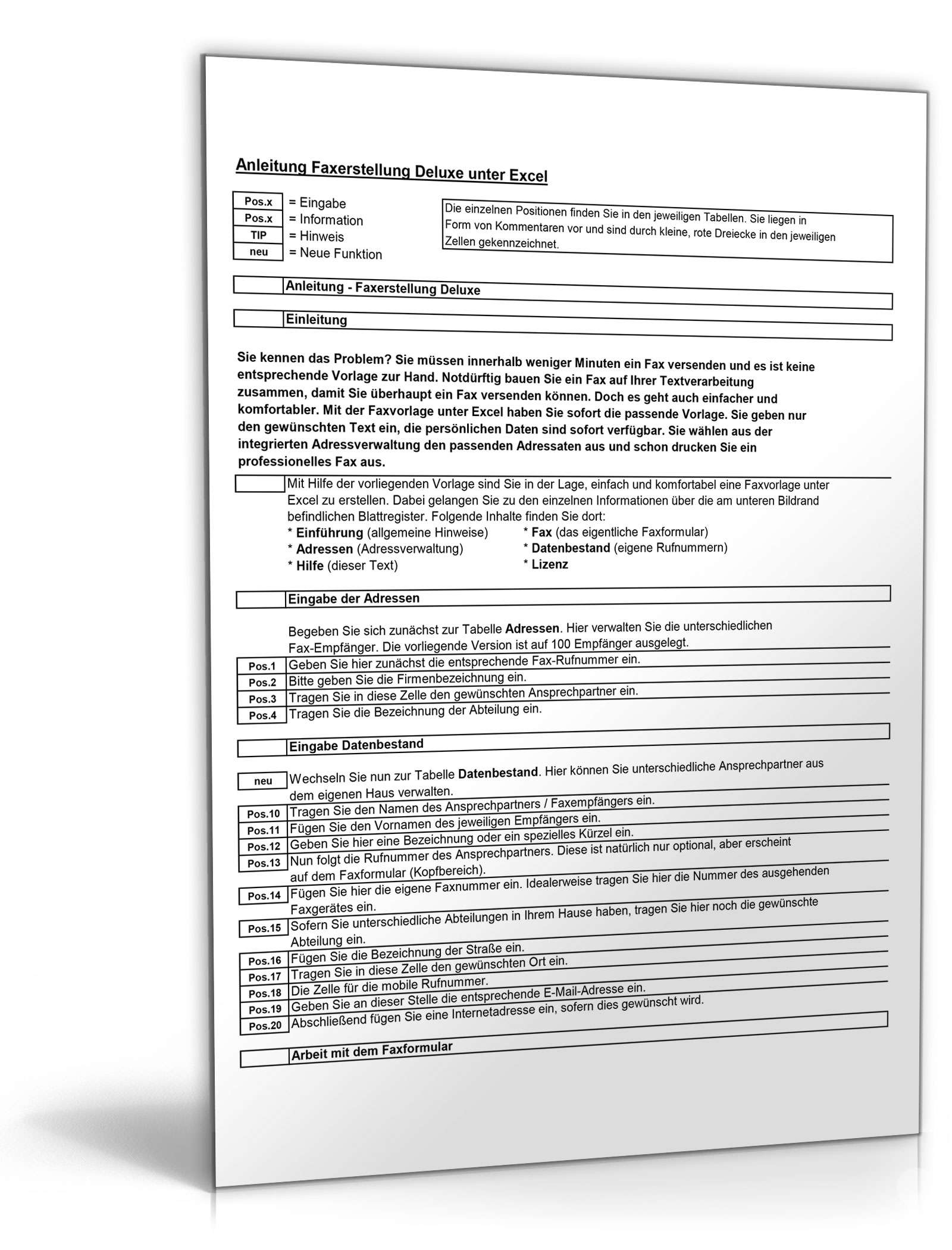 Die genial einfache Faxvorlage unter Excel Excel. Seite: 3