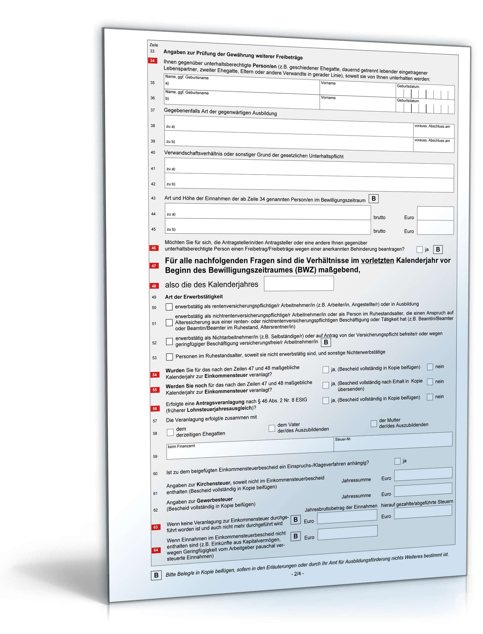 Einkommenserklärung PDF. Seite: 2