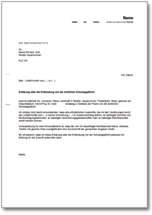 Erklärung Entbindung von ärztlicher Schweigepflicht Word