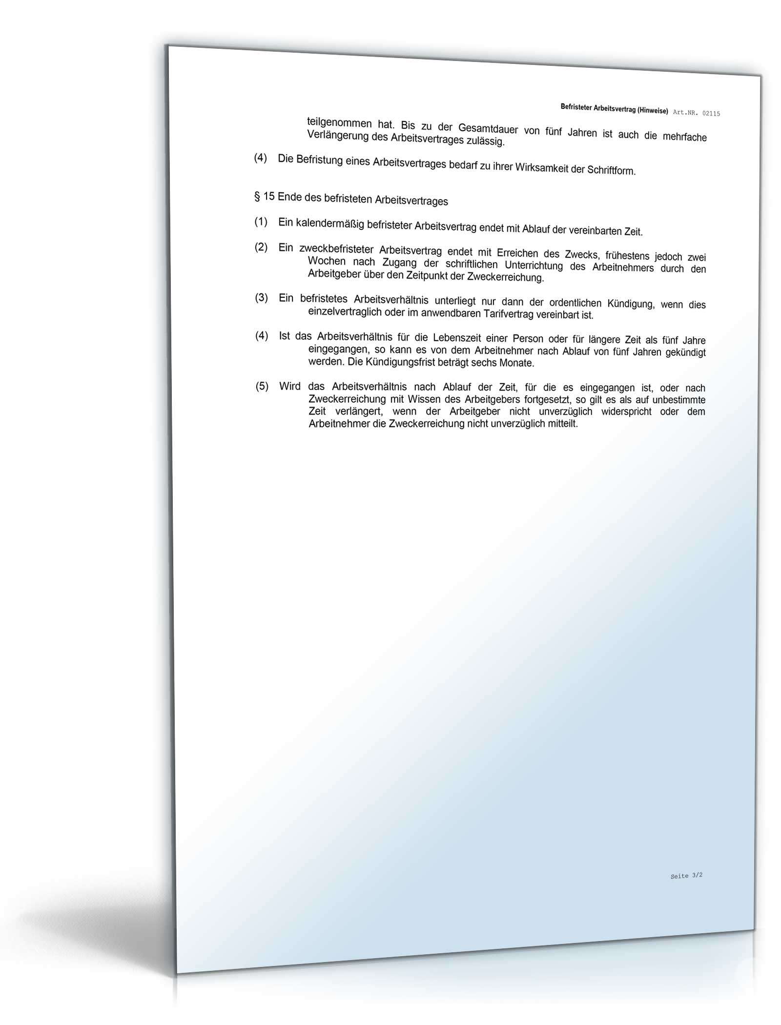 Befristeter Arbeitsvertrag Word. Seite: 9