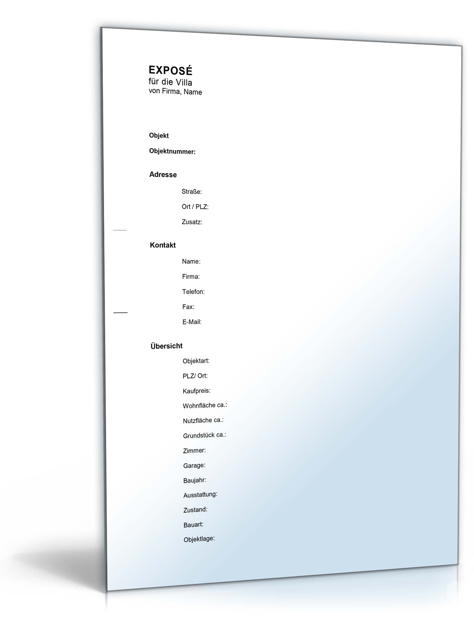 Makler-Exposé Villa Word