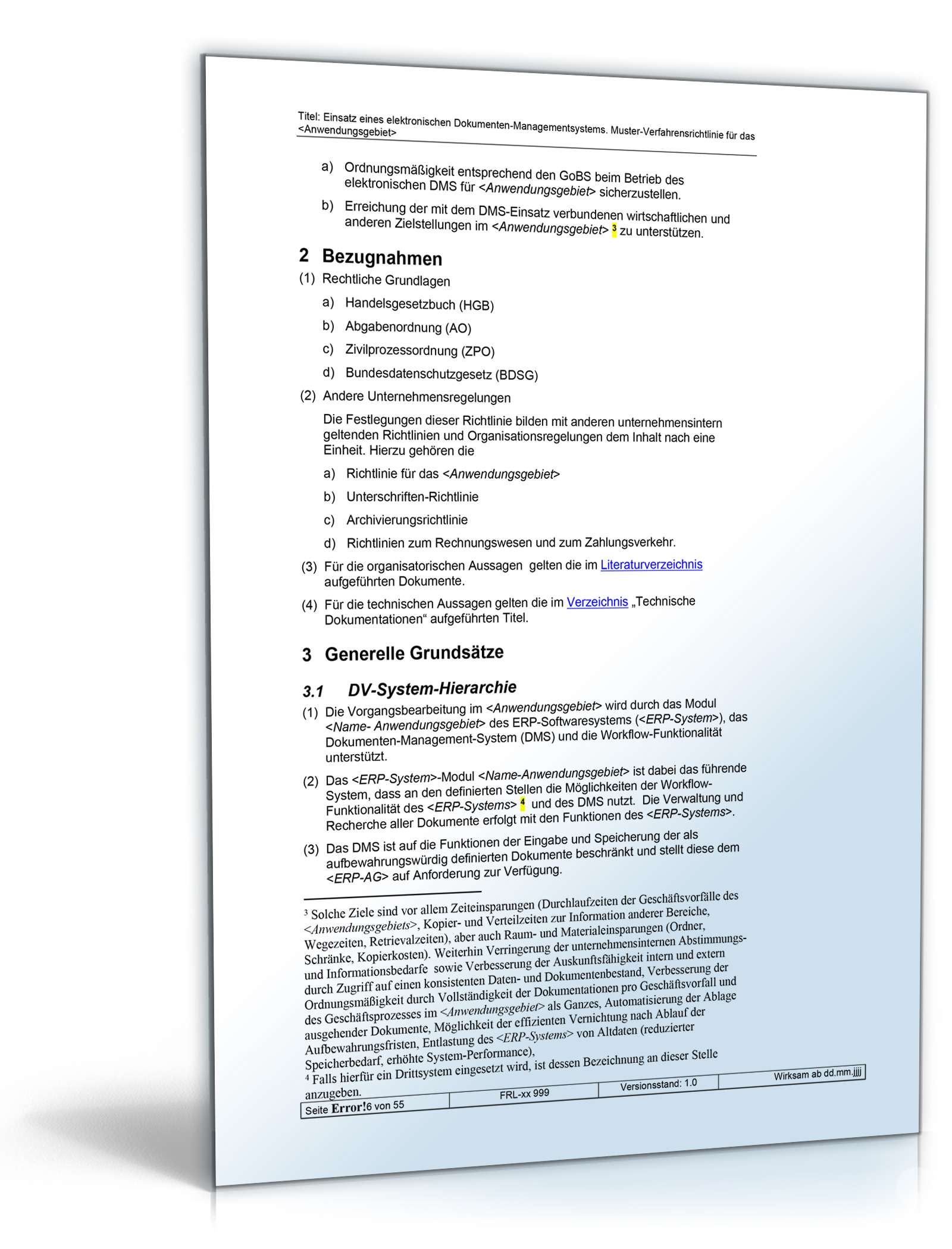 Verfahrensrichtlinie zum Einsatz eines elektronischen Dokumenten-Management-Systems
 Word. Seite: 6