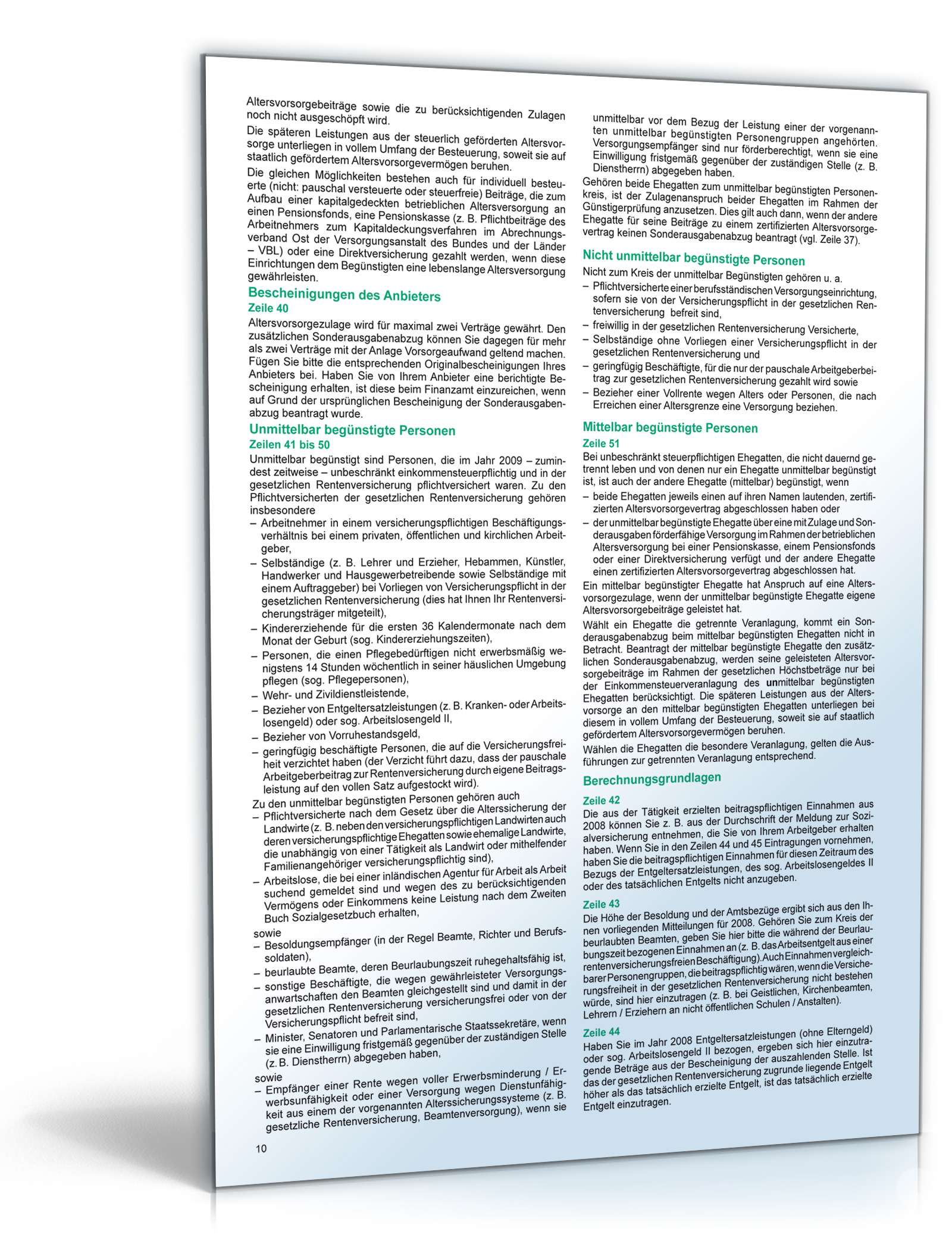 Anleitung zur Einkommensteuererklärung 2009 PDF. Seite: 10