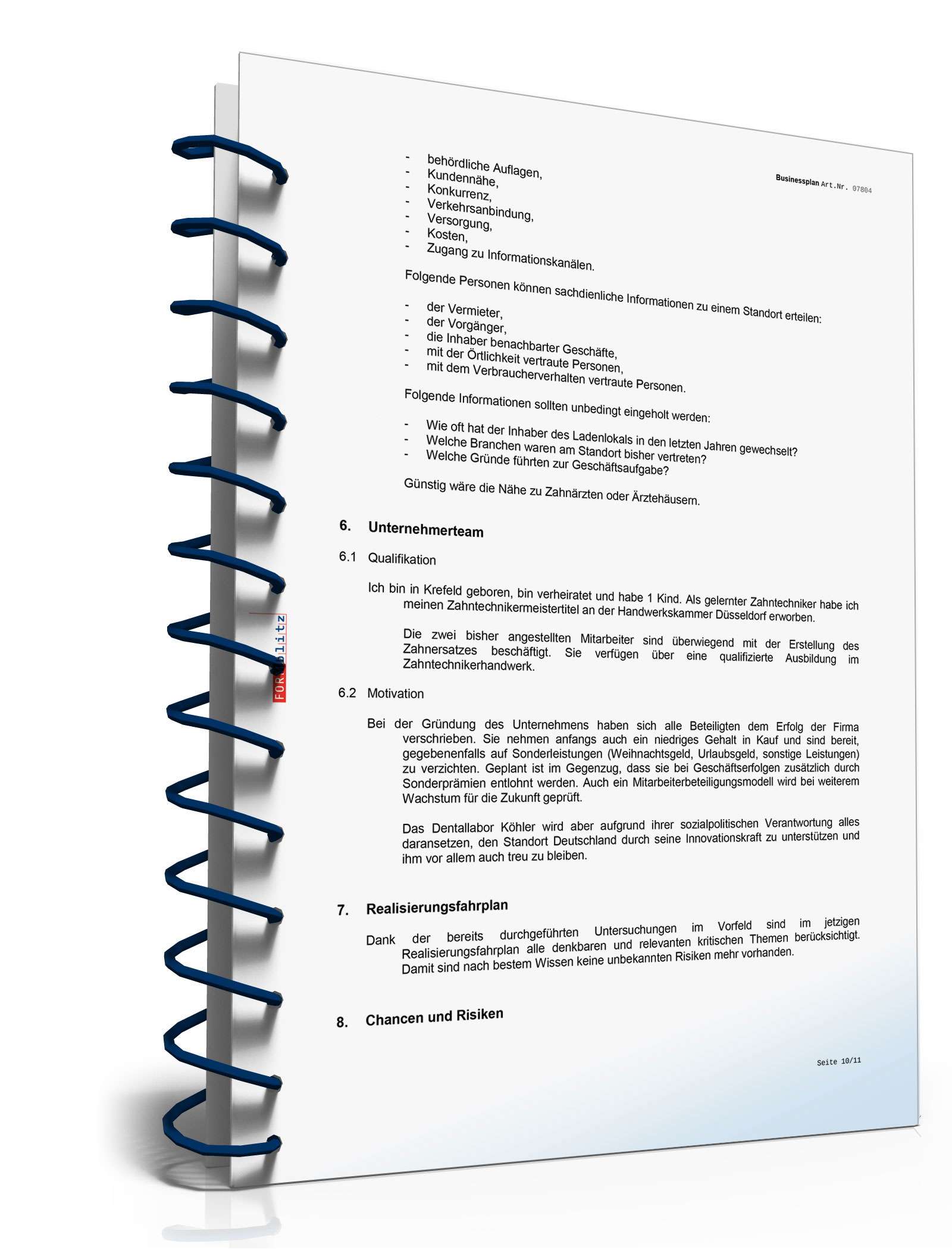 Businessplan Dentallabor Excel. Seite: 13