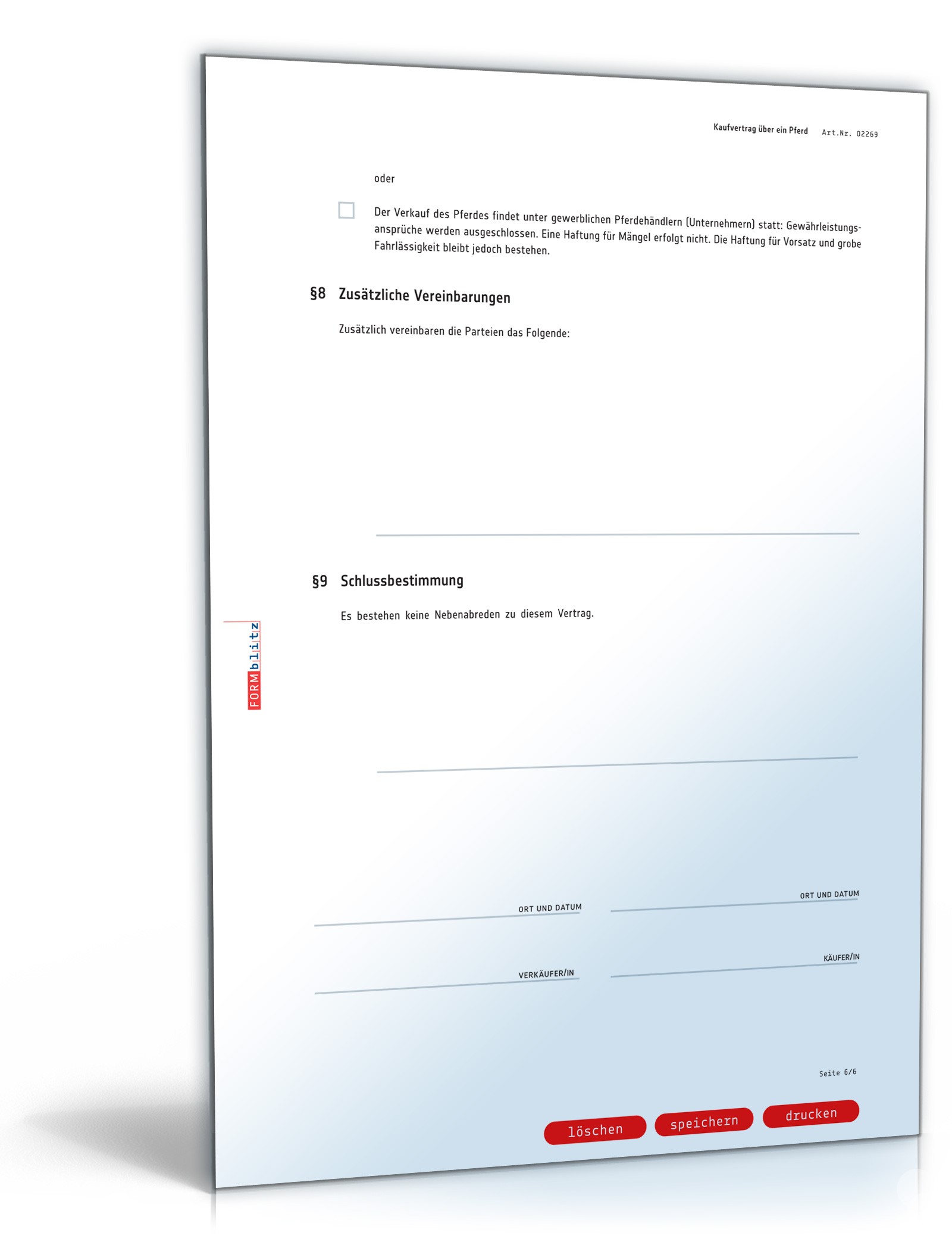 Kaufvertrag Pferd PDF. Seite: 6