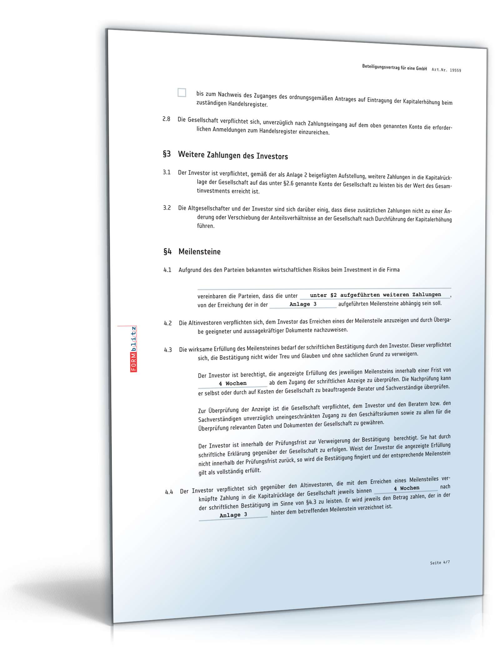 Beteiligungsvertrag GmbH PDF. Seite: 4