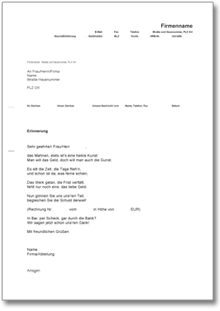 Zahlungserinnerung in Gedichtform  Word