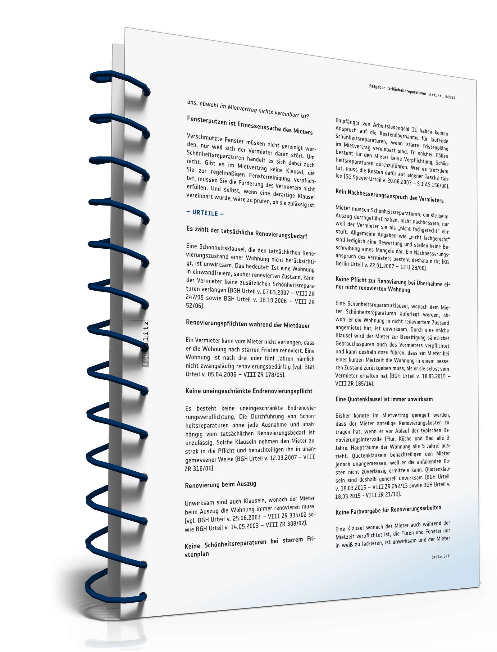 Ratgeber Mietrecht Schönheitsreparaturen PDF. Seite: 4