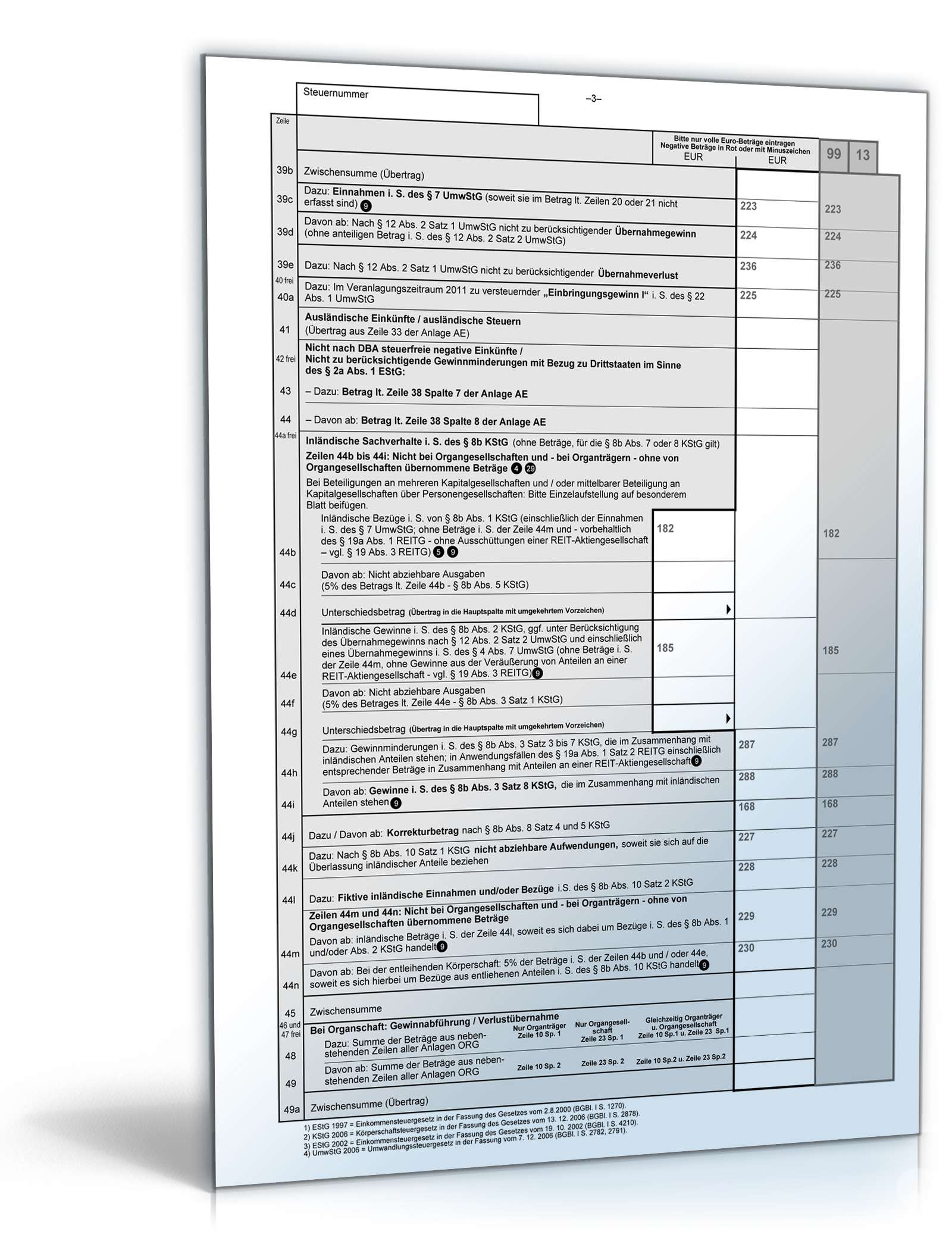 Körperschaftsteuererklärung 2011 KSt I A PDF. Seite: 3