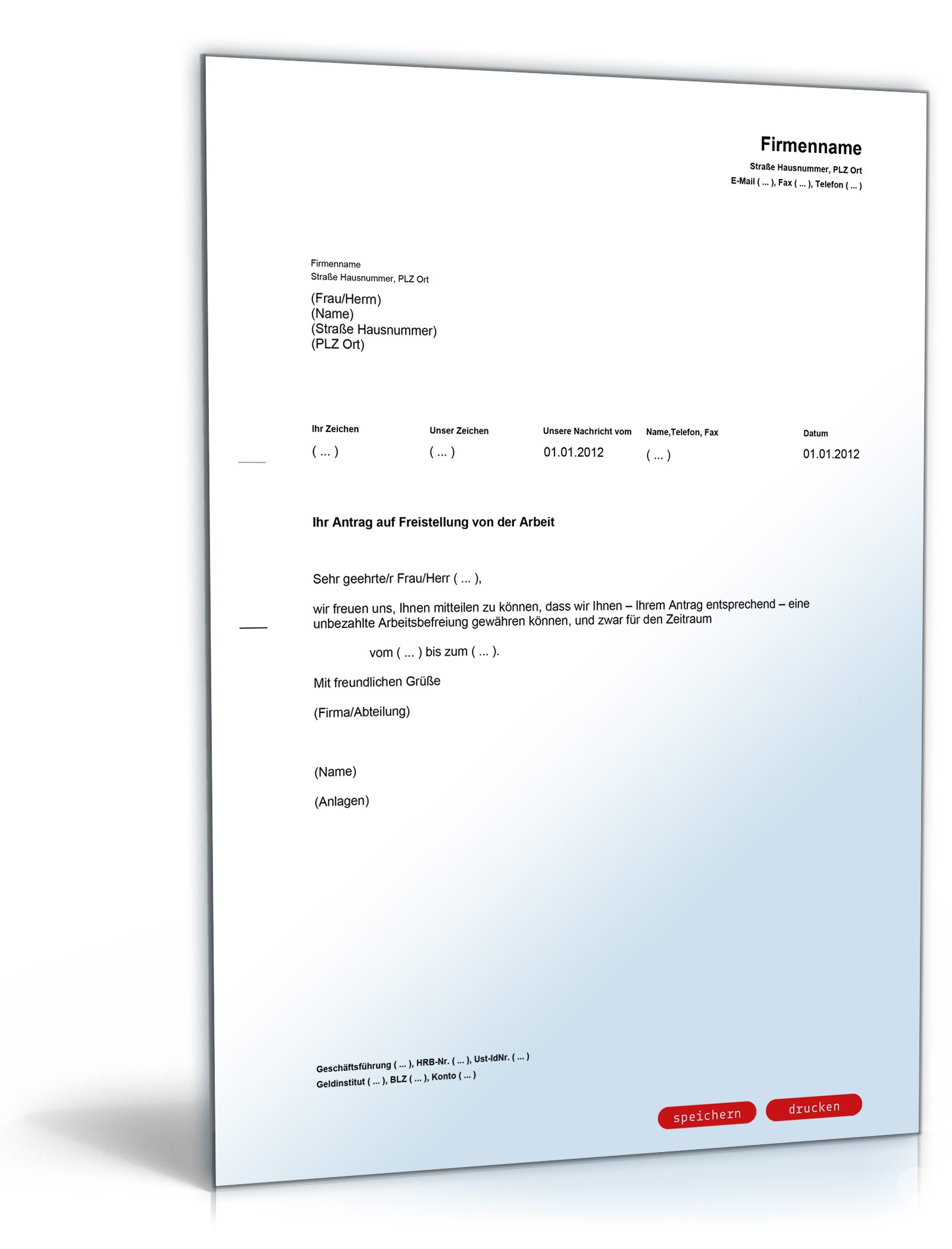 Bewilligung einer unbezahlten Arbeitsbefreiung  PDF