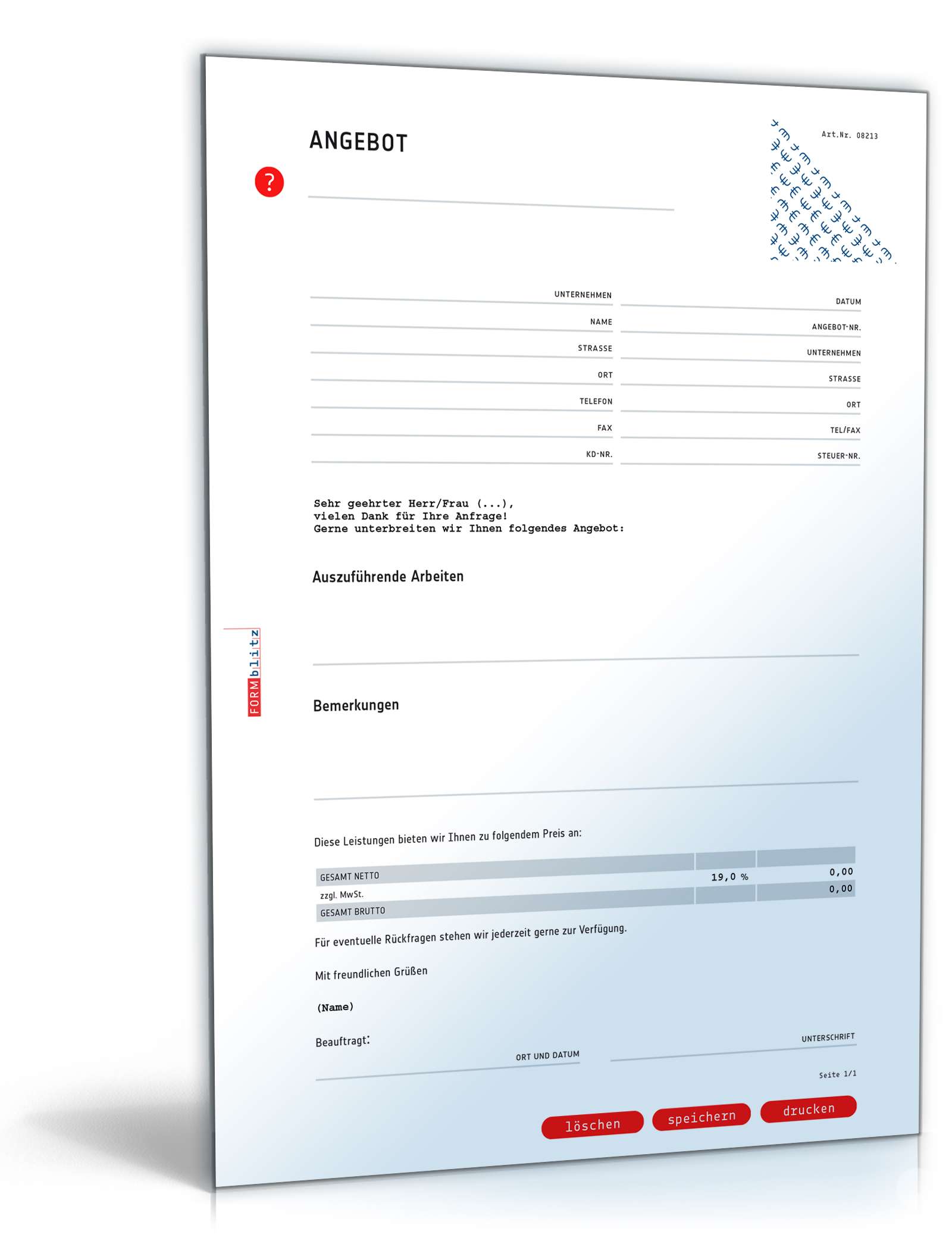 Kostenvoranschlag inkl. Angebot Excel. Seite: 3