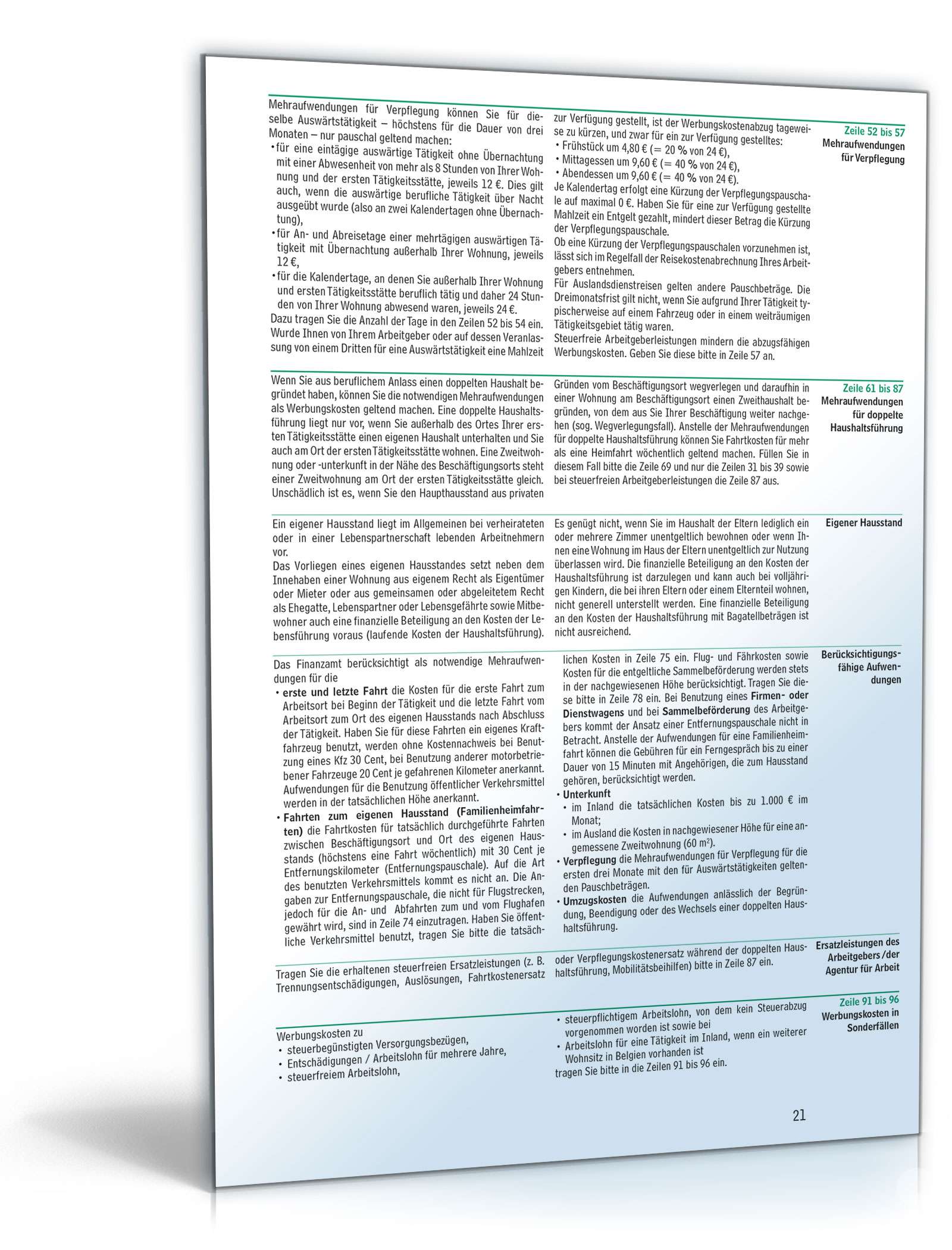 Anleitung zur Einkommensteuererklärung 2016 PDF. Seite: 21