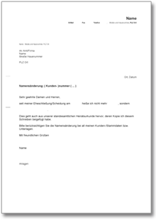 Mitteilung Namensänderung  Word