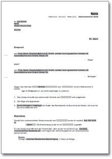 Einspruch Versäumnisurteil  Word