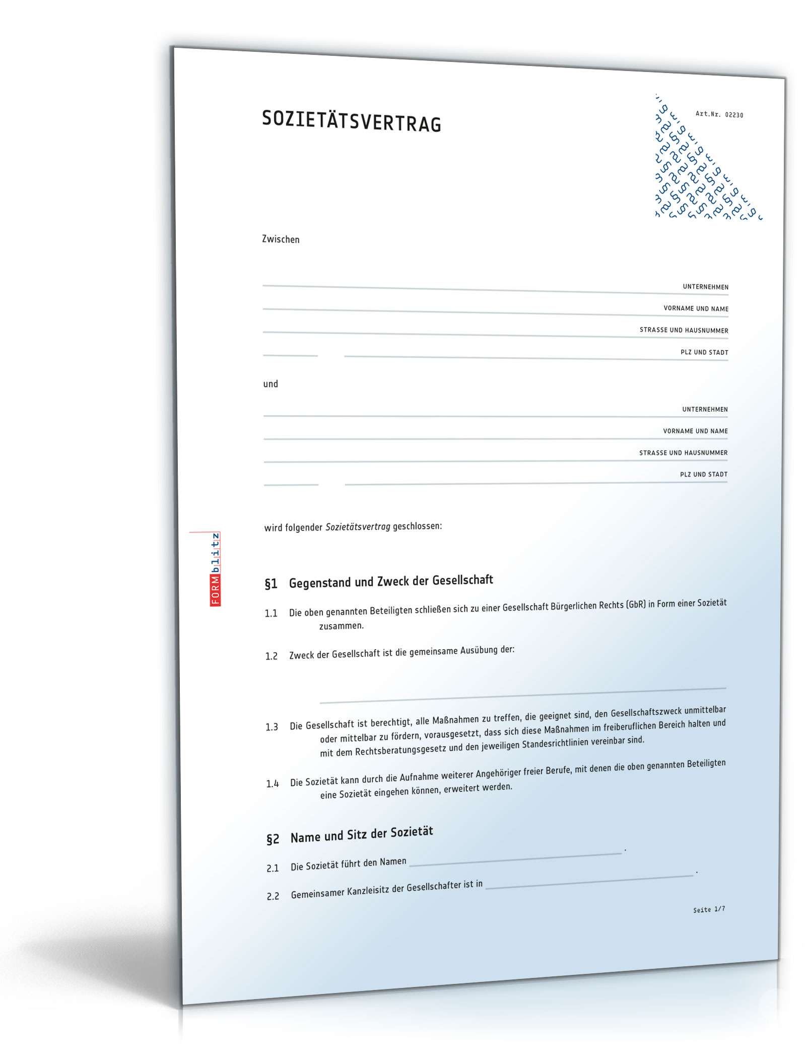 Sozietätsvertrag PDF