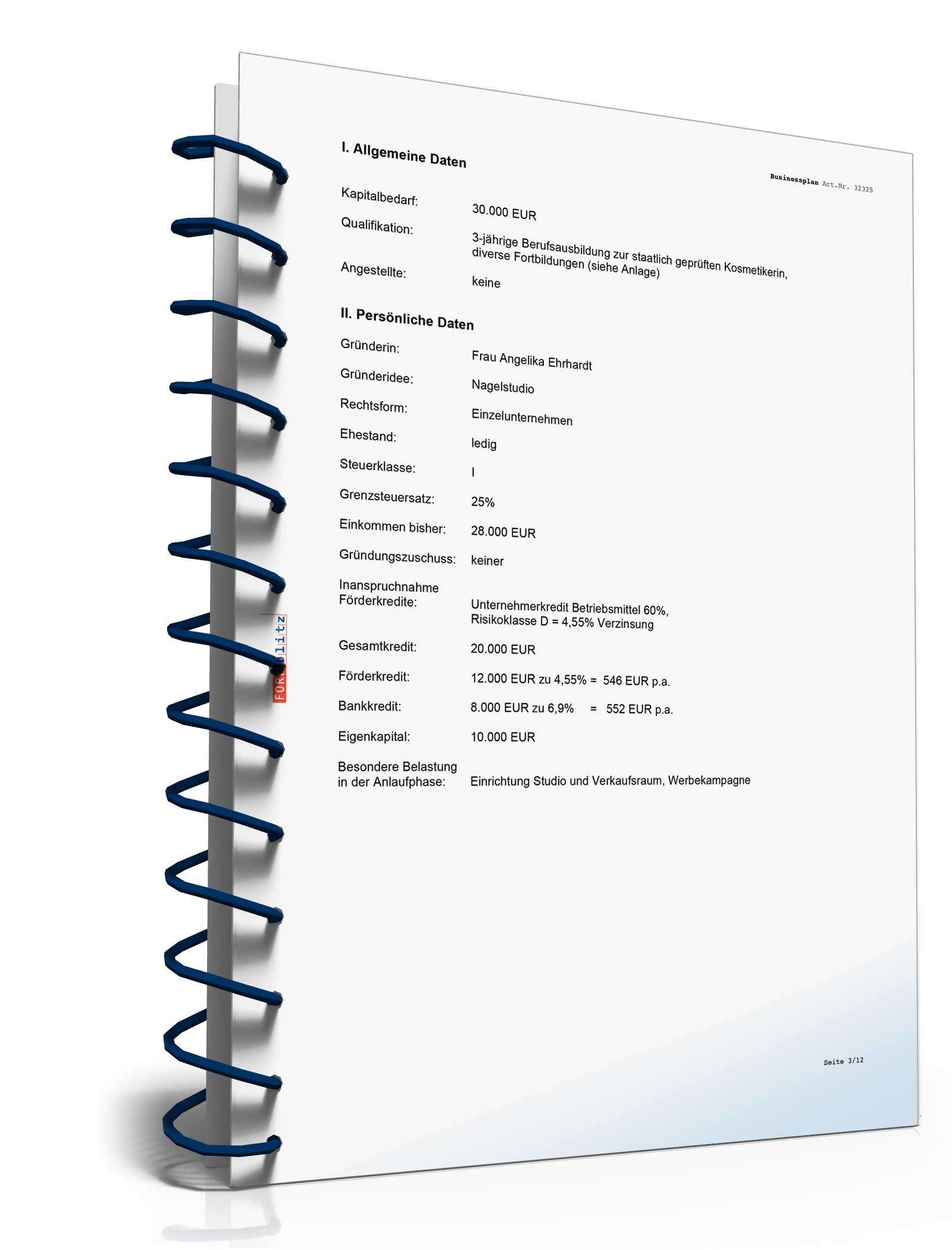 Businessplan Nagelstudio Excel. Seite: 5