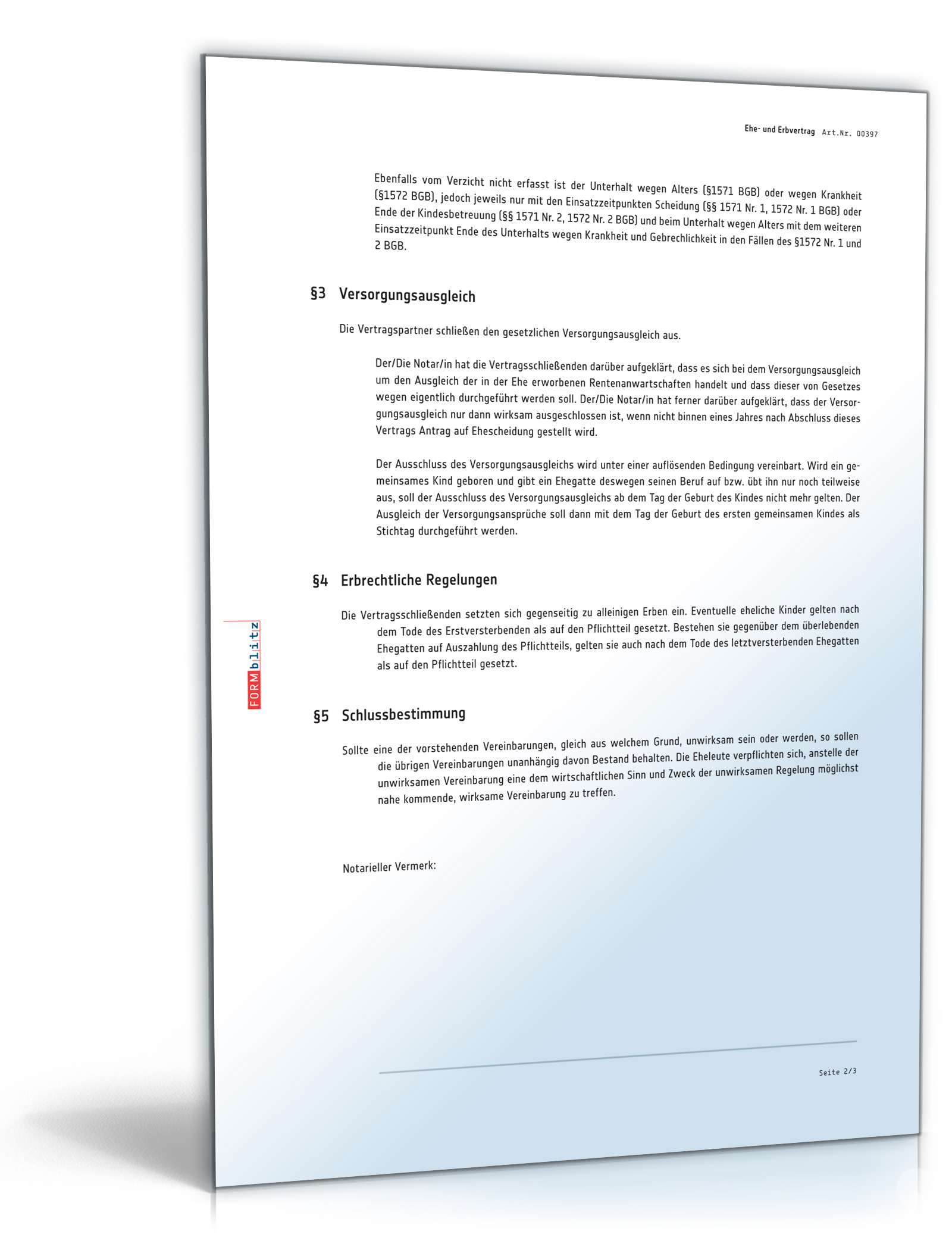 Ehe- und Erbvertrag Gütertrennung PDF. Seite: 2