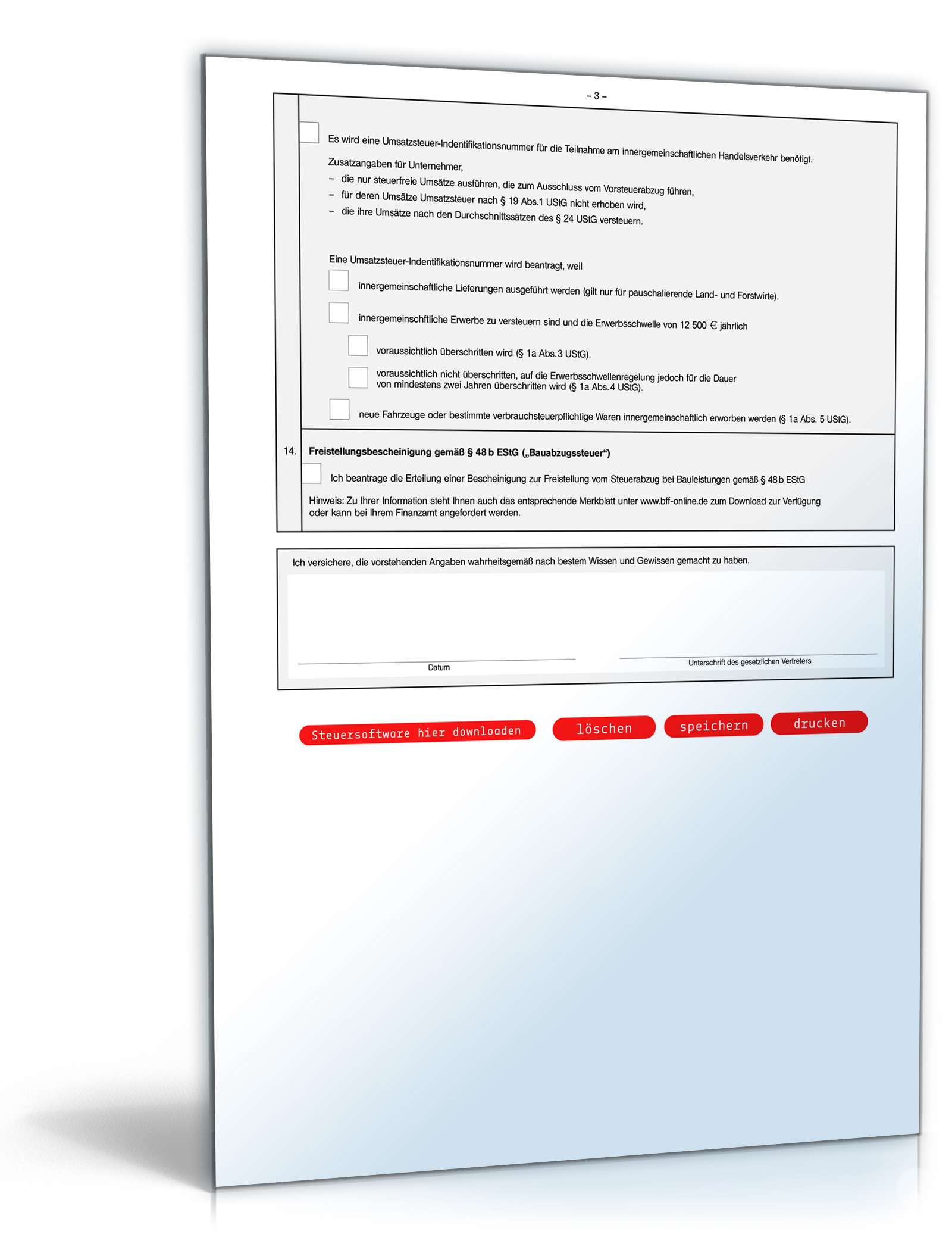 Fragebogen steuerliche Erfassung bei Gründung einer Körperschaft PDF. Seite: 3