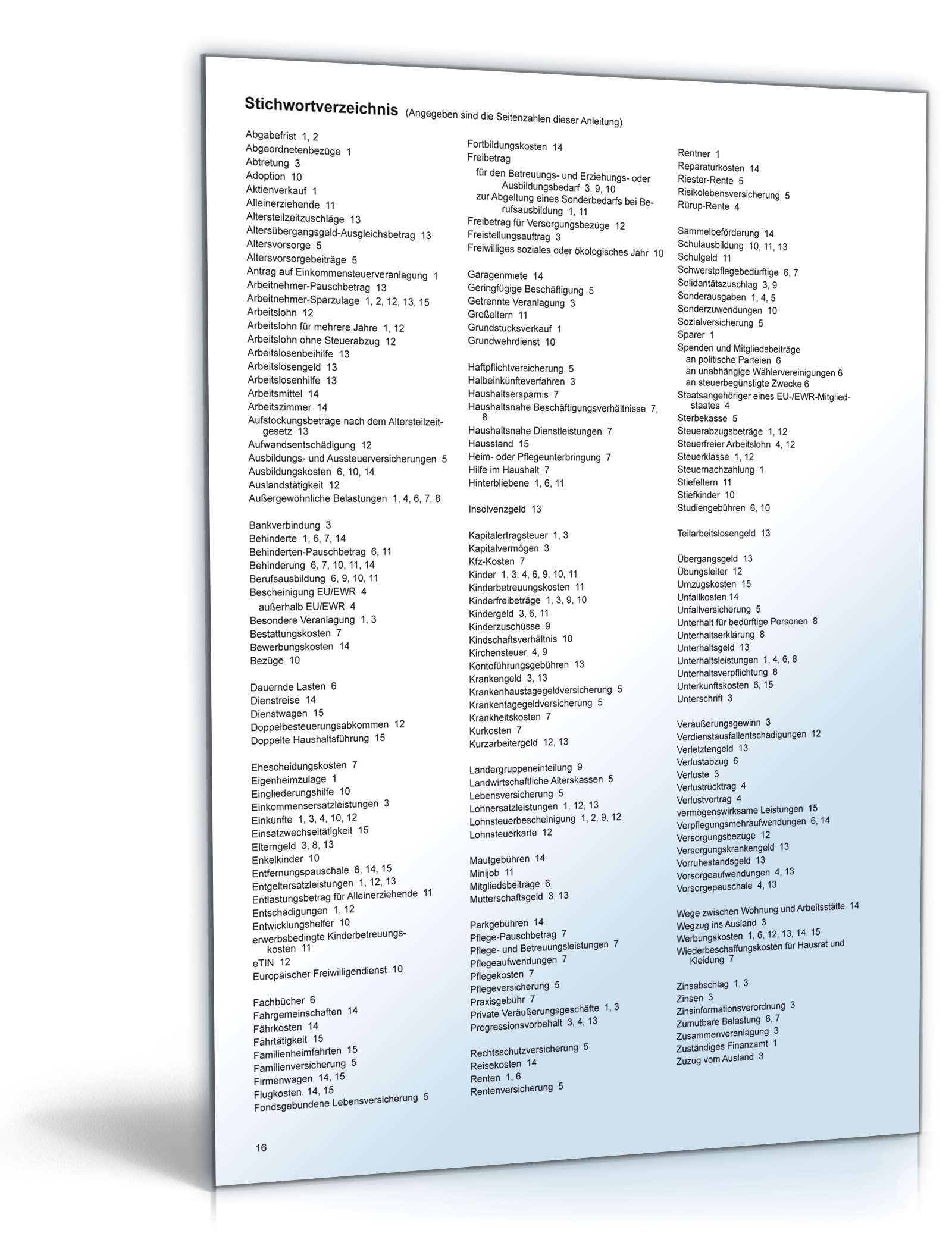 Anleitung zur Einkommensteuererklärung 2007 PDF. Seite: 16