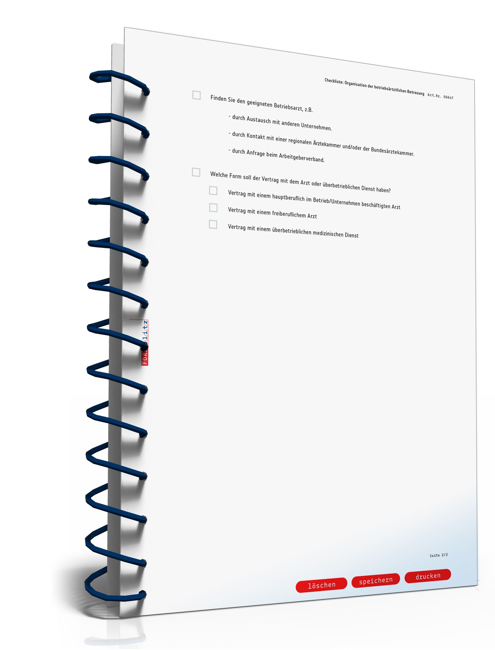 Checkliste Betriebsärztliche Versorgung PDF. Seite: 2