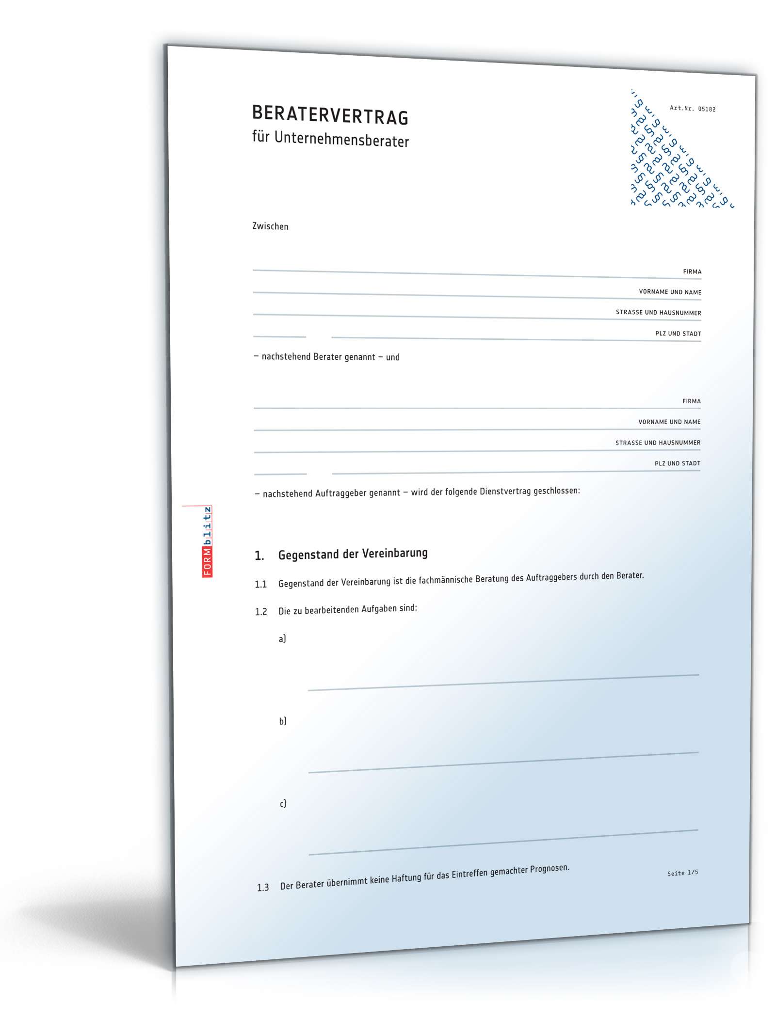 Beratervertrag Unternehmensberater PDF