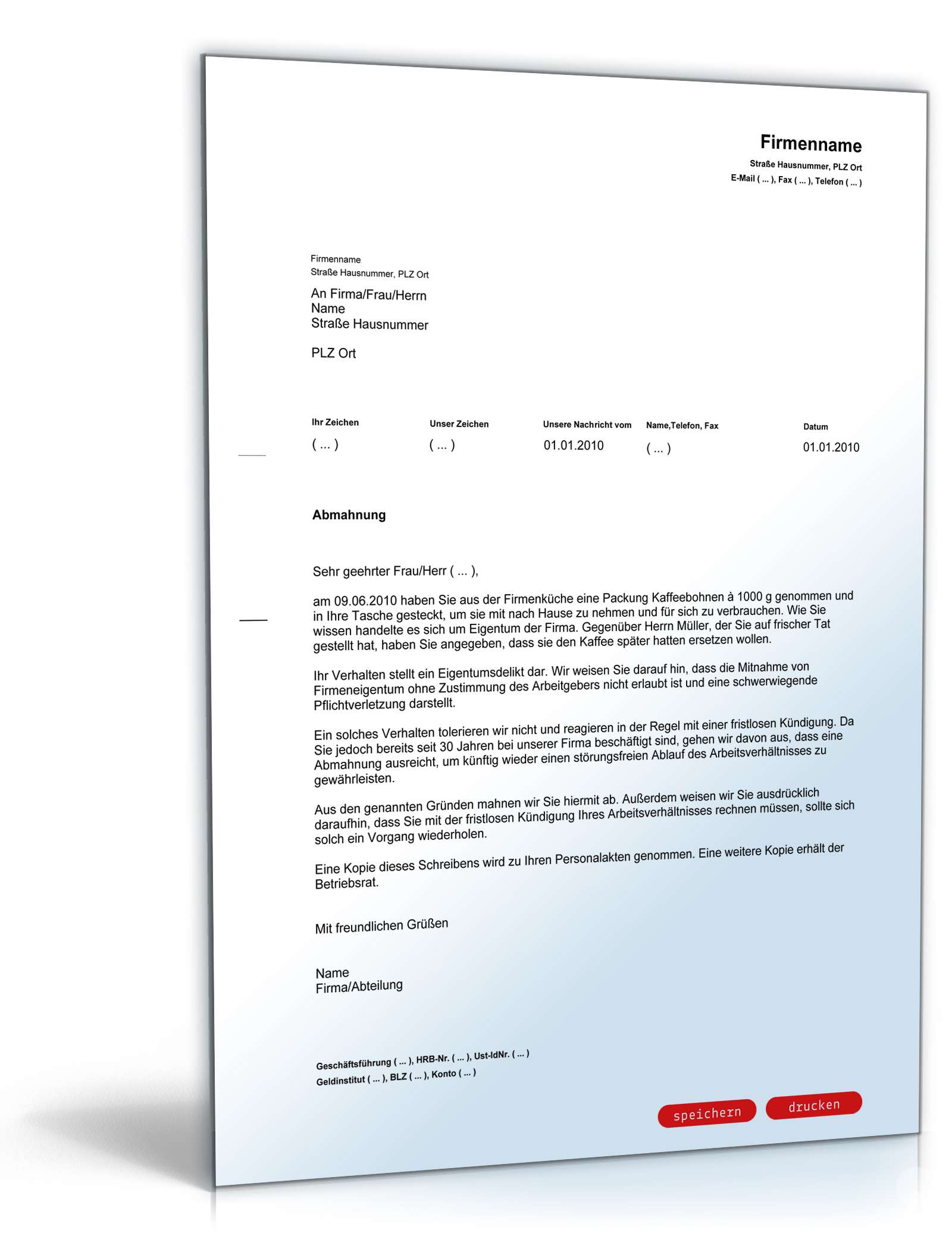 Abmahnung wegen Bagatelldelikt PDF