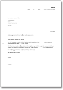 Antrag Senkung Dispositionskredit Word