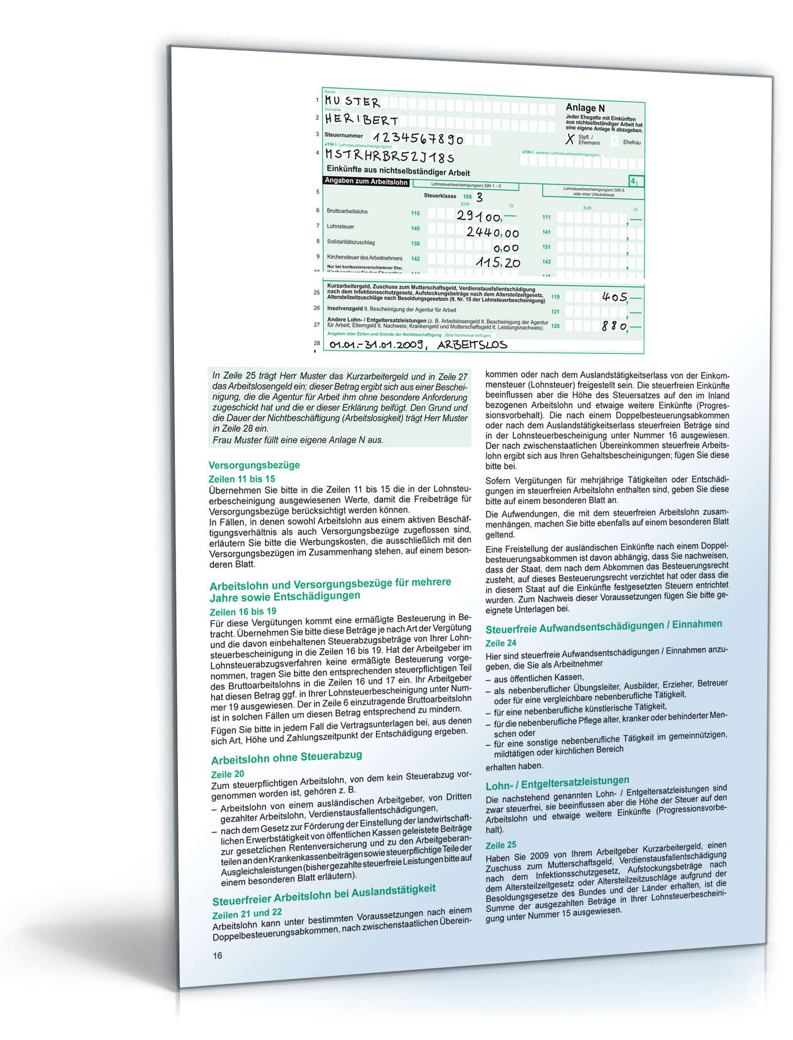 Anleitung zur Einkommensteuererklärung 2009 PDF. Seite: 16
