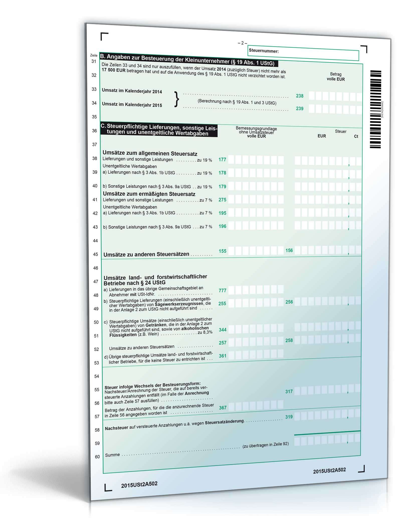Umsatzsteuererklärung 2015 PDF. Seite: 2