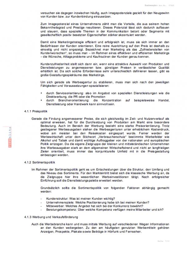 Businessplan Werbeagentur Excel. Seite: 3