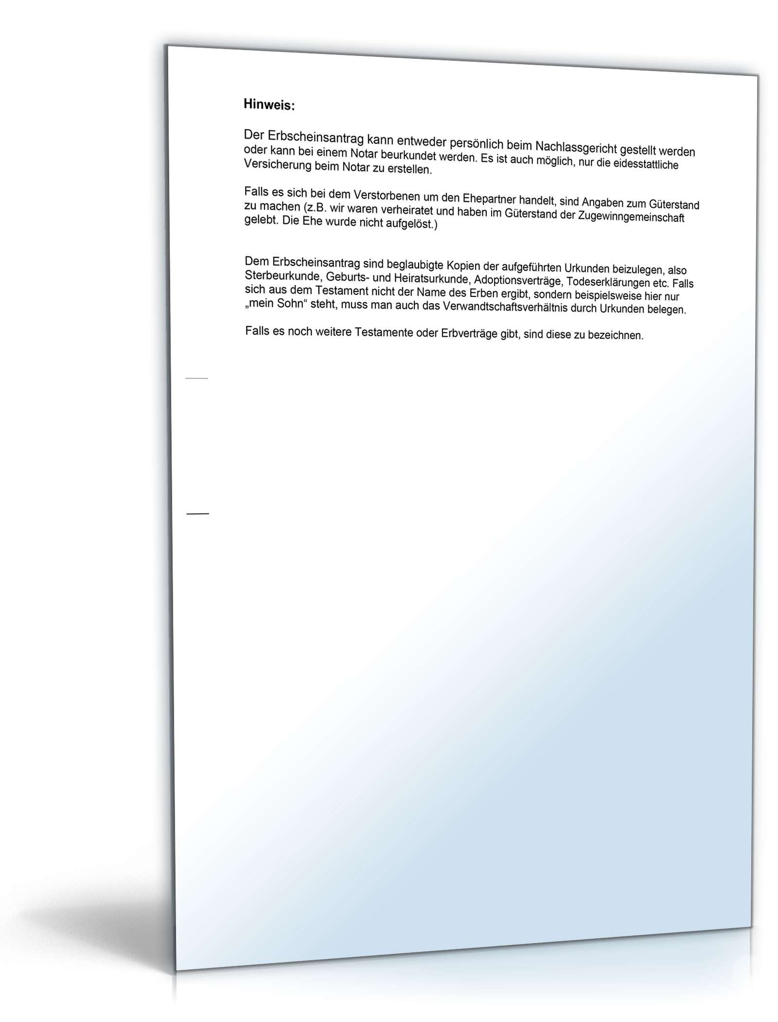 Antrag auf Erbschein Word. Seite: 2
