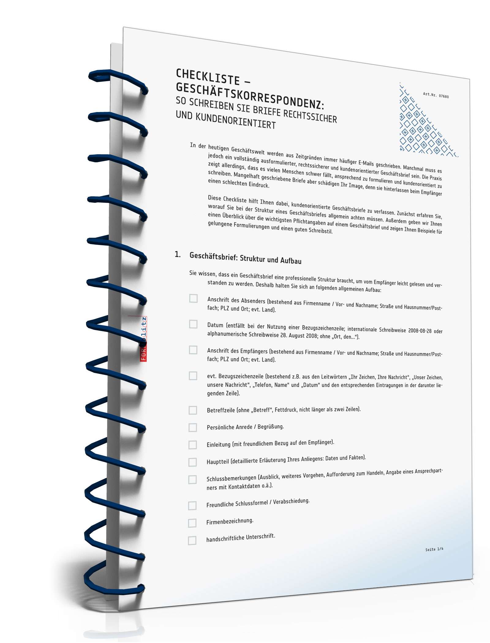 Checkliste Geschäftskorrespondenz PDF