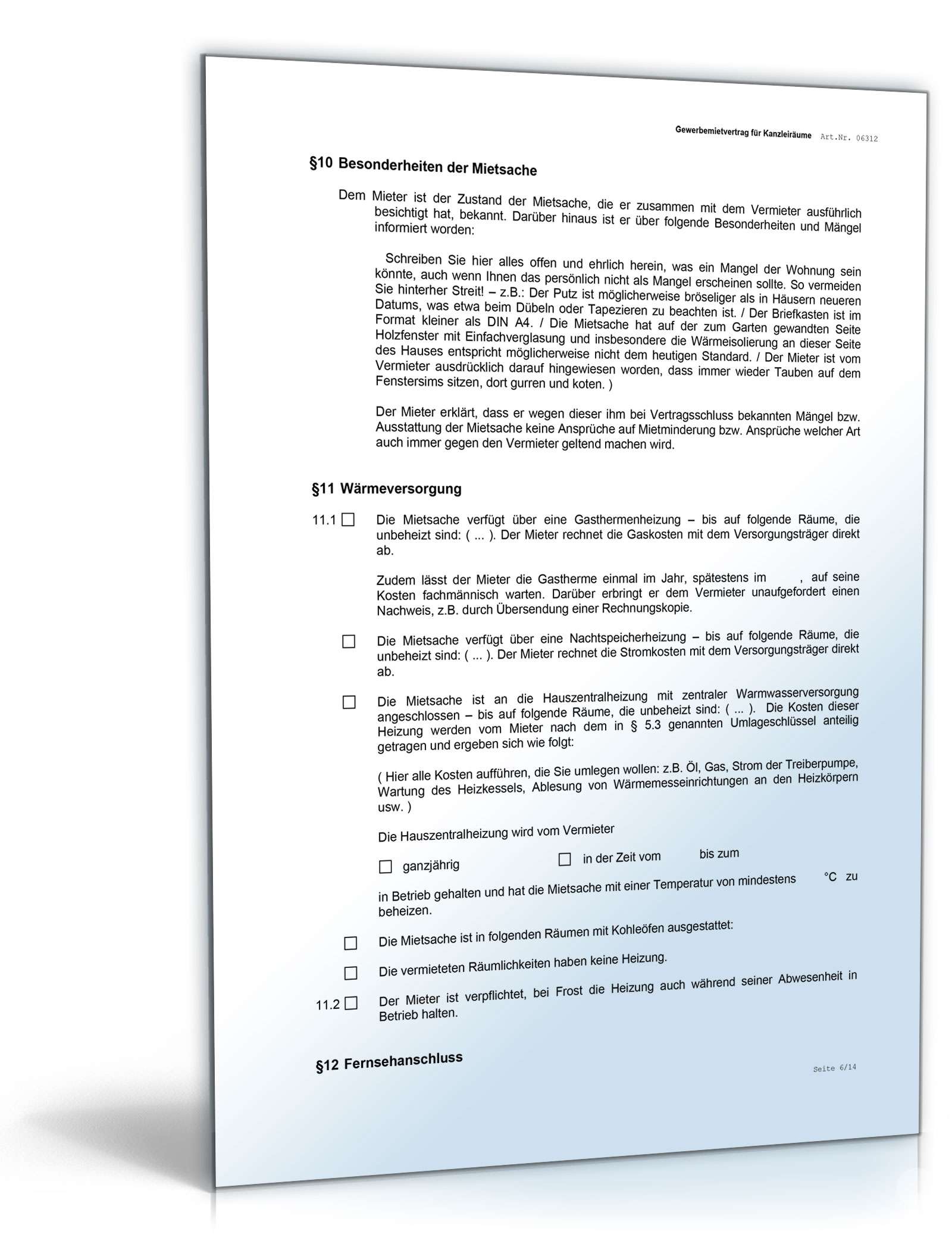 Gewerbemietvertrag Kanzleiräume Word. Seite: 6