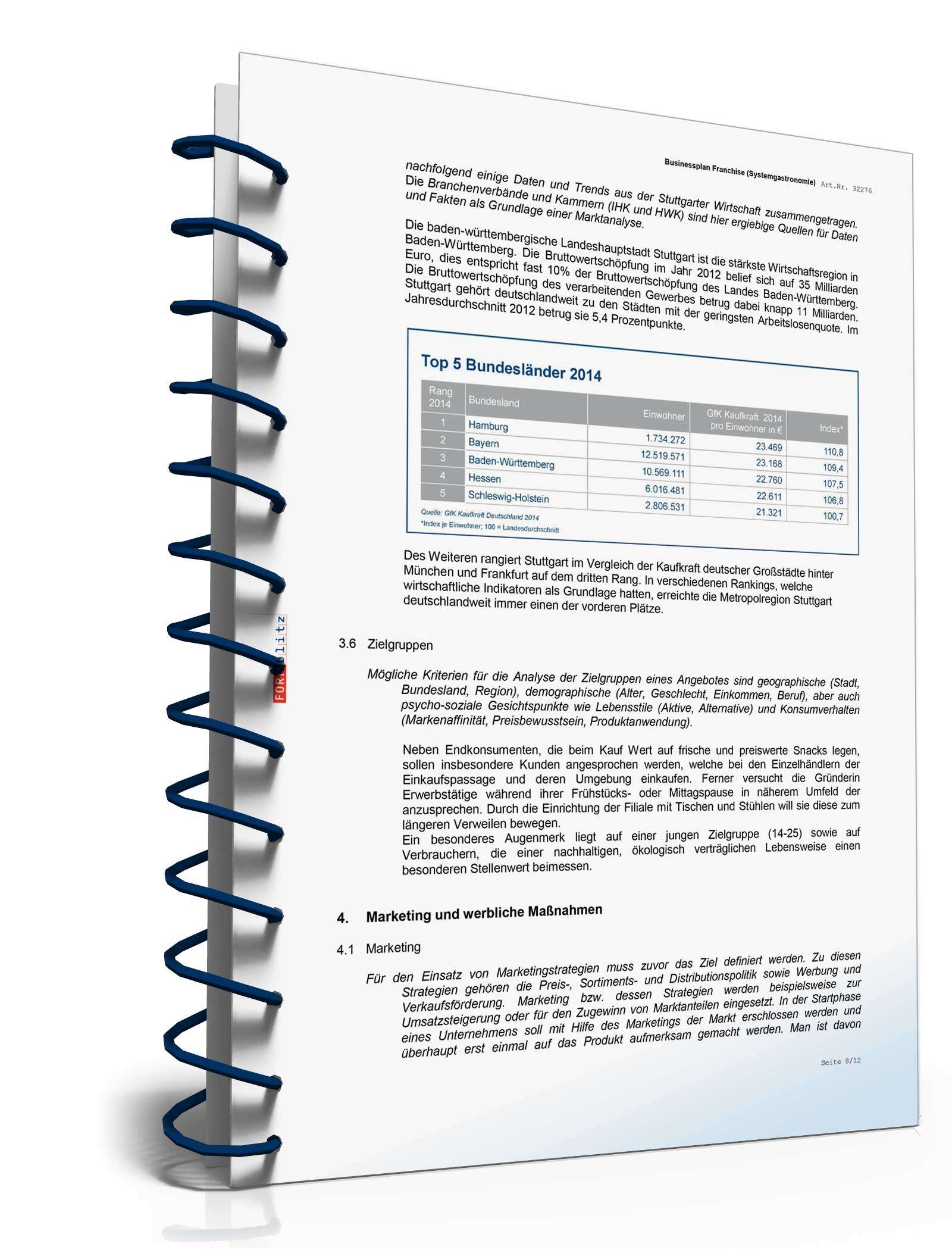 Businessplan Franchise (Systemgastronomie) Excel. Seite: 14