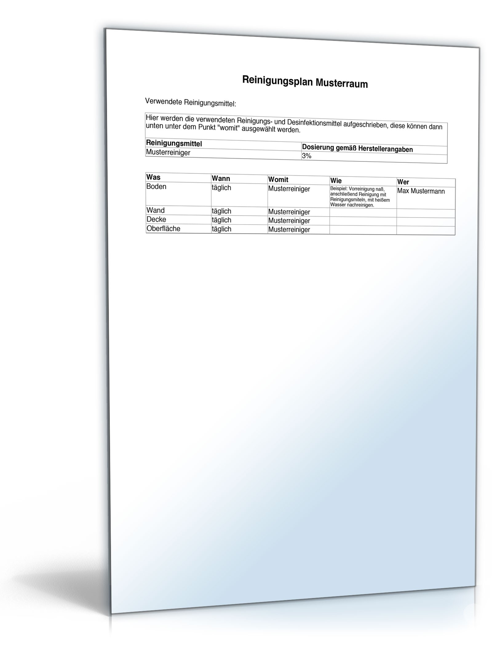 Reinigungsplan Musterraum PDF