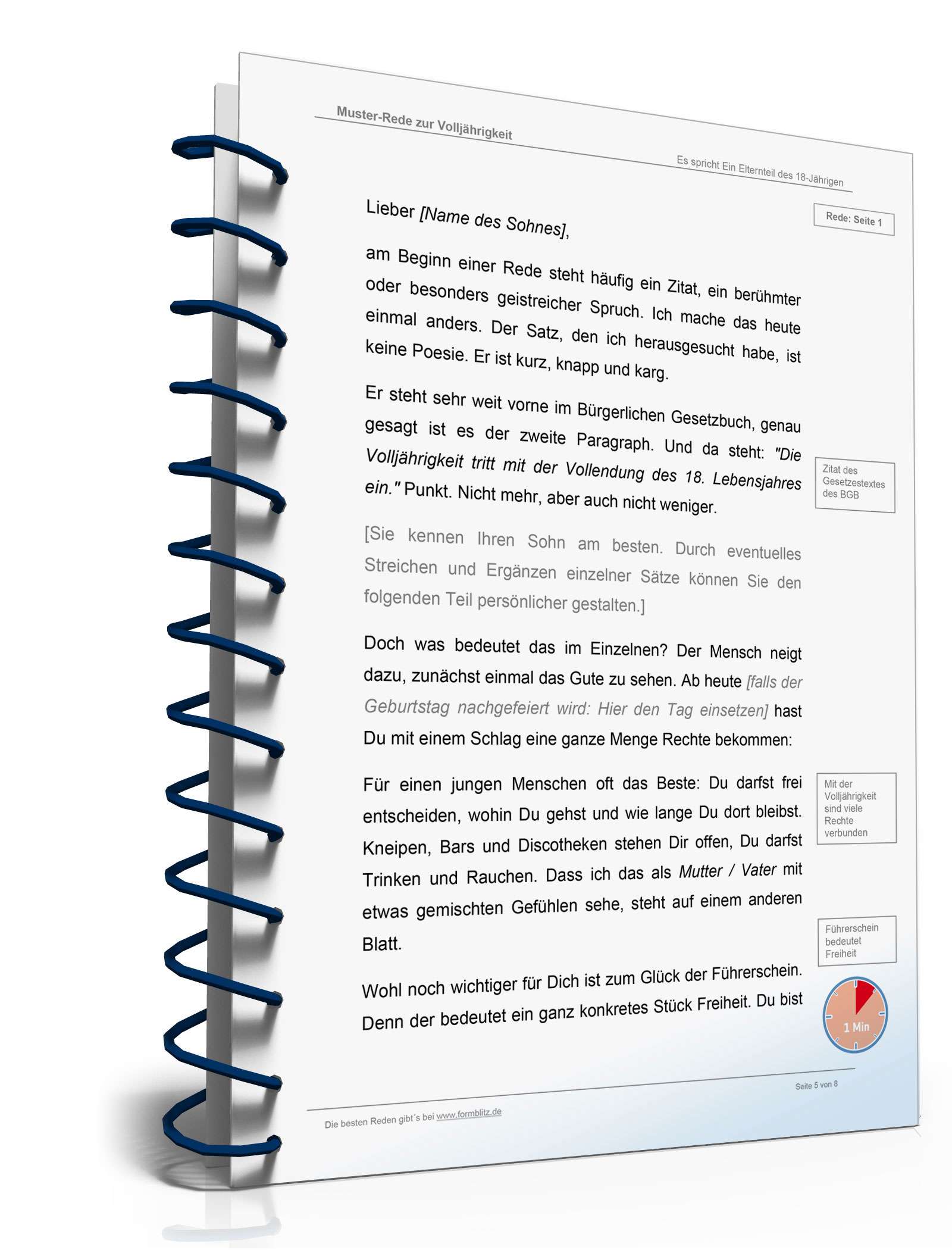 Muster-Rede zur Volljährigkeit eines jungen Mannes Word. Seite: 5