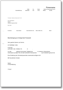 Arbeitgeberbescheinigung über dienstliche Nutzung des privaten Pkw Word